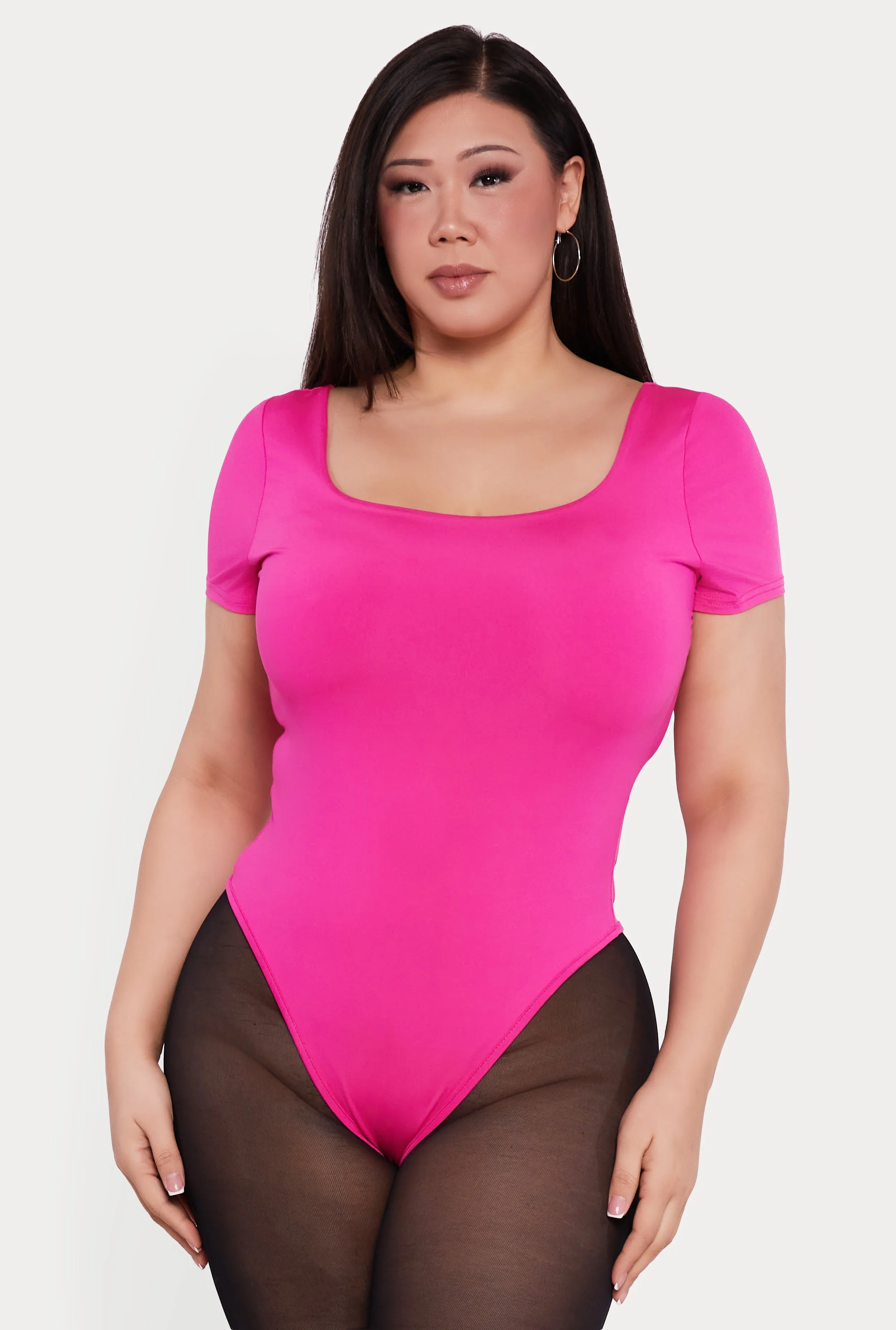 Plus Size Solid Short Sleeve Bodysuit sold by Rainbow product image thumbnail 2