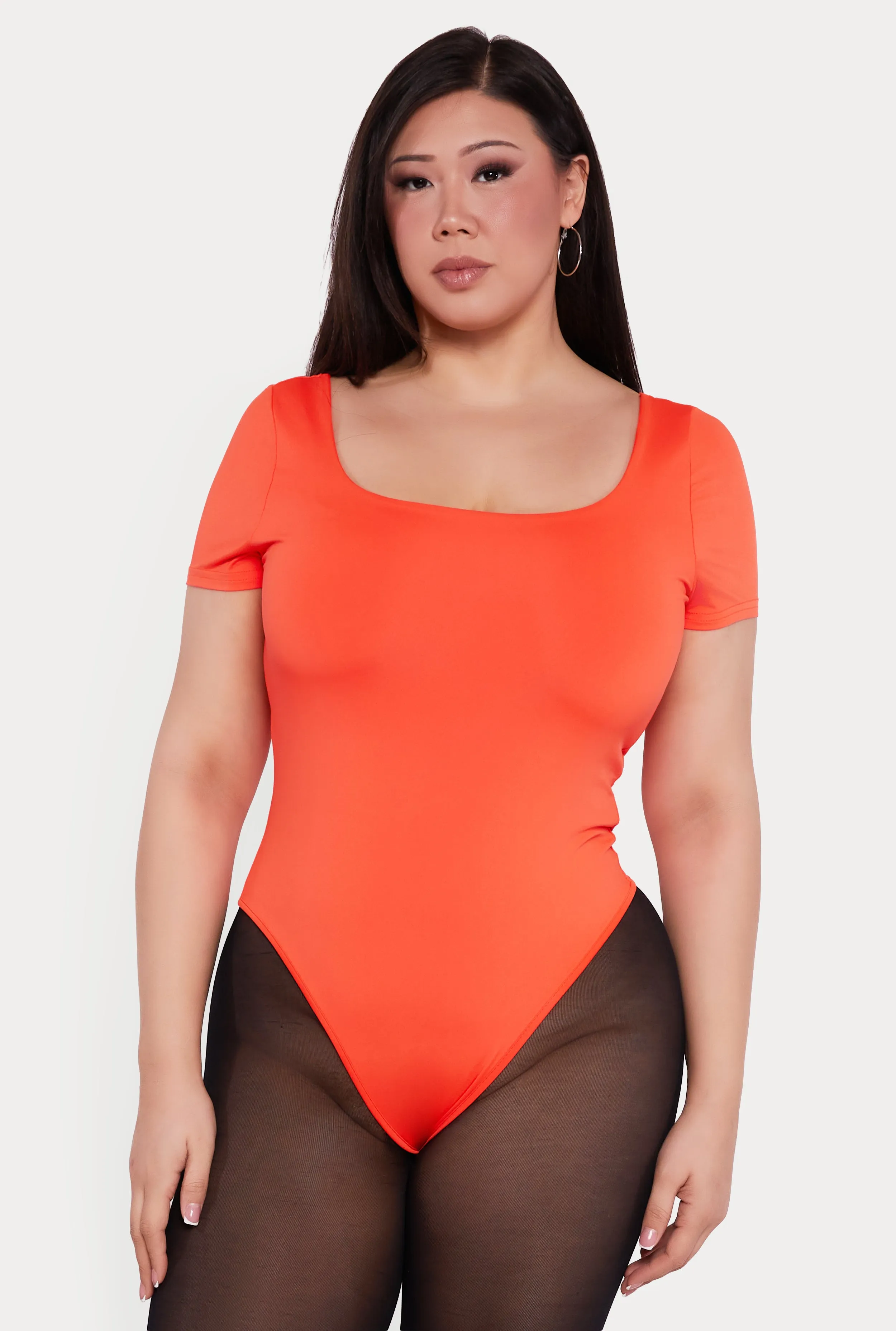 Plus Size Solid Short Sleeve Bodysuit sold by Rainbow product image thumbnail 2