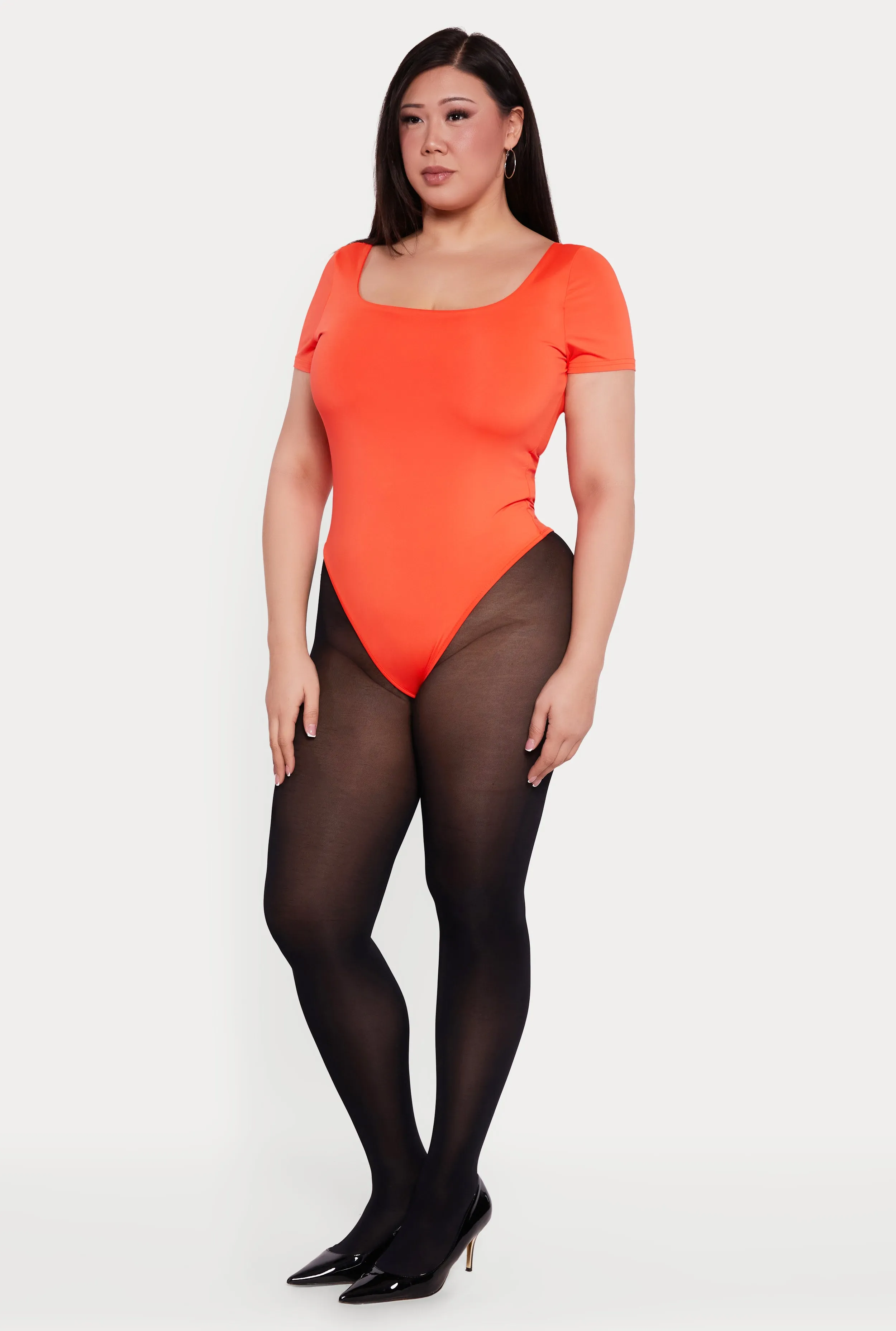 Plus Size Solid Short Sleeve Bodysuit sold by Rainbow product image thumbnail 3