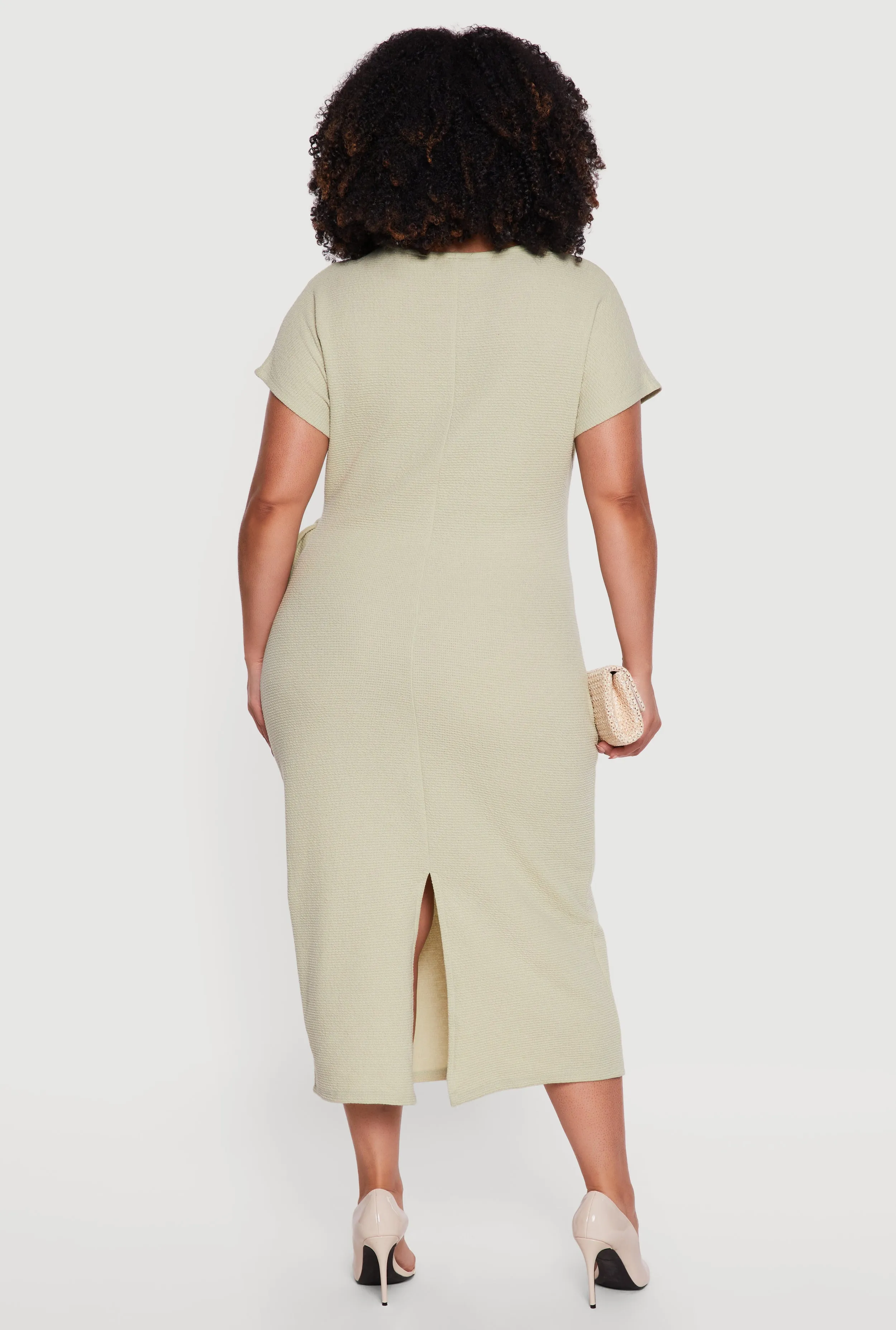 Plus Size Short Sleeve Midi Dress with Side Tie Detail sold by Rainbow product image thumbnail 3