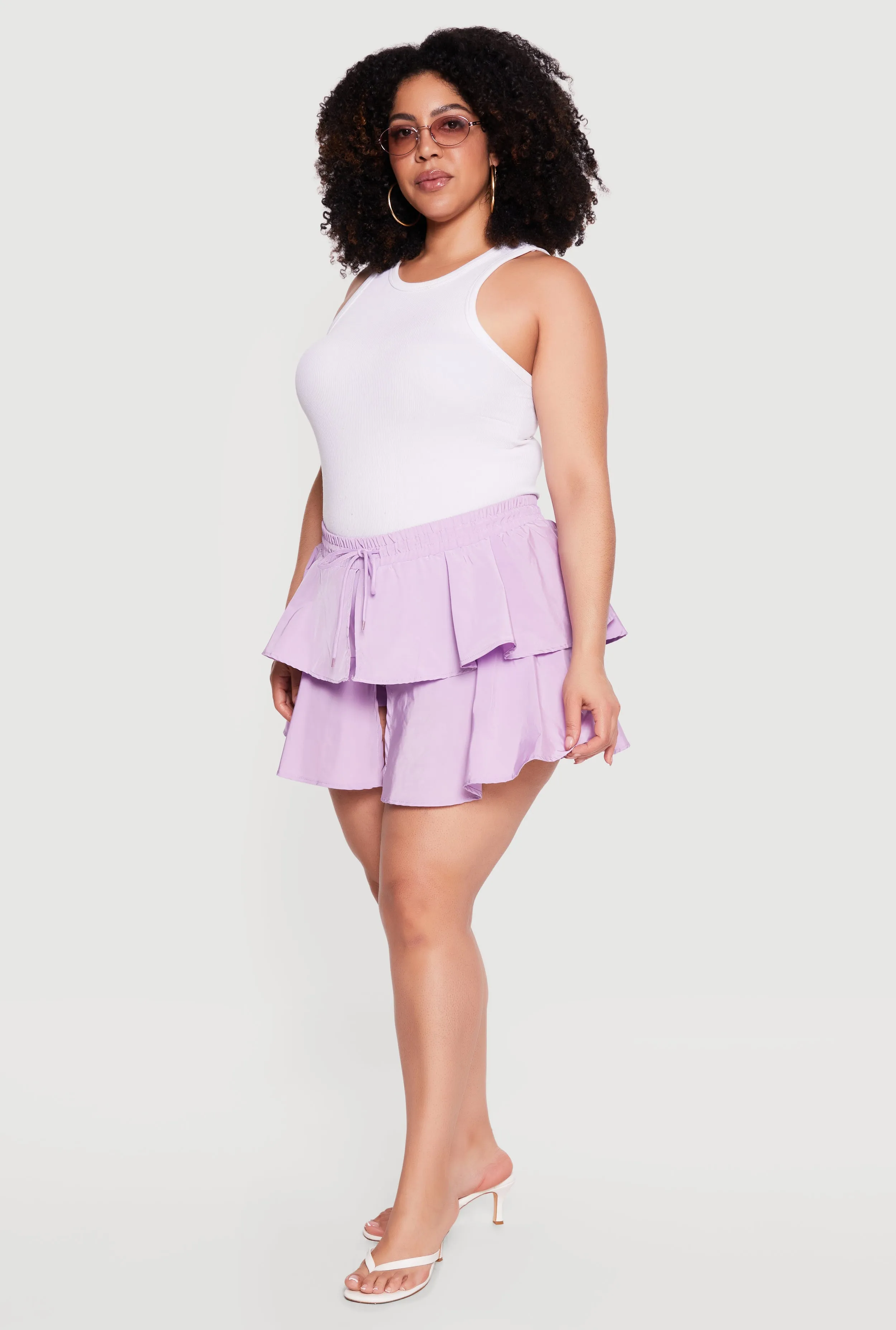 Plus Size High Waisted Tiered Skort with Front Slit sold by Rainbow product image thumbnail 2