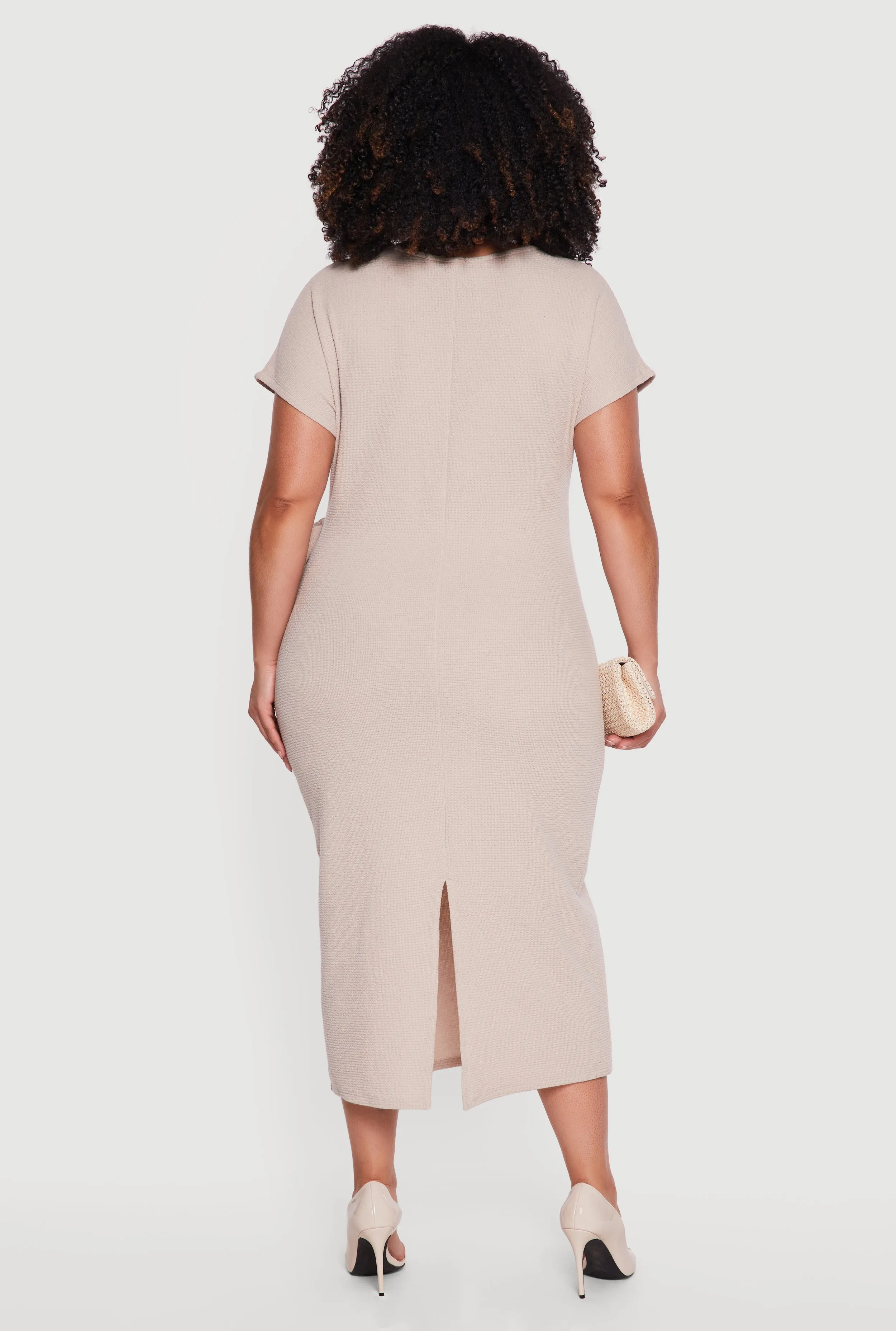 Plus Size Short Sleeve Midi Dress with Side Tie Detail sold by Rainbow product image thumbnail 3