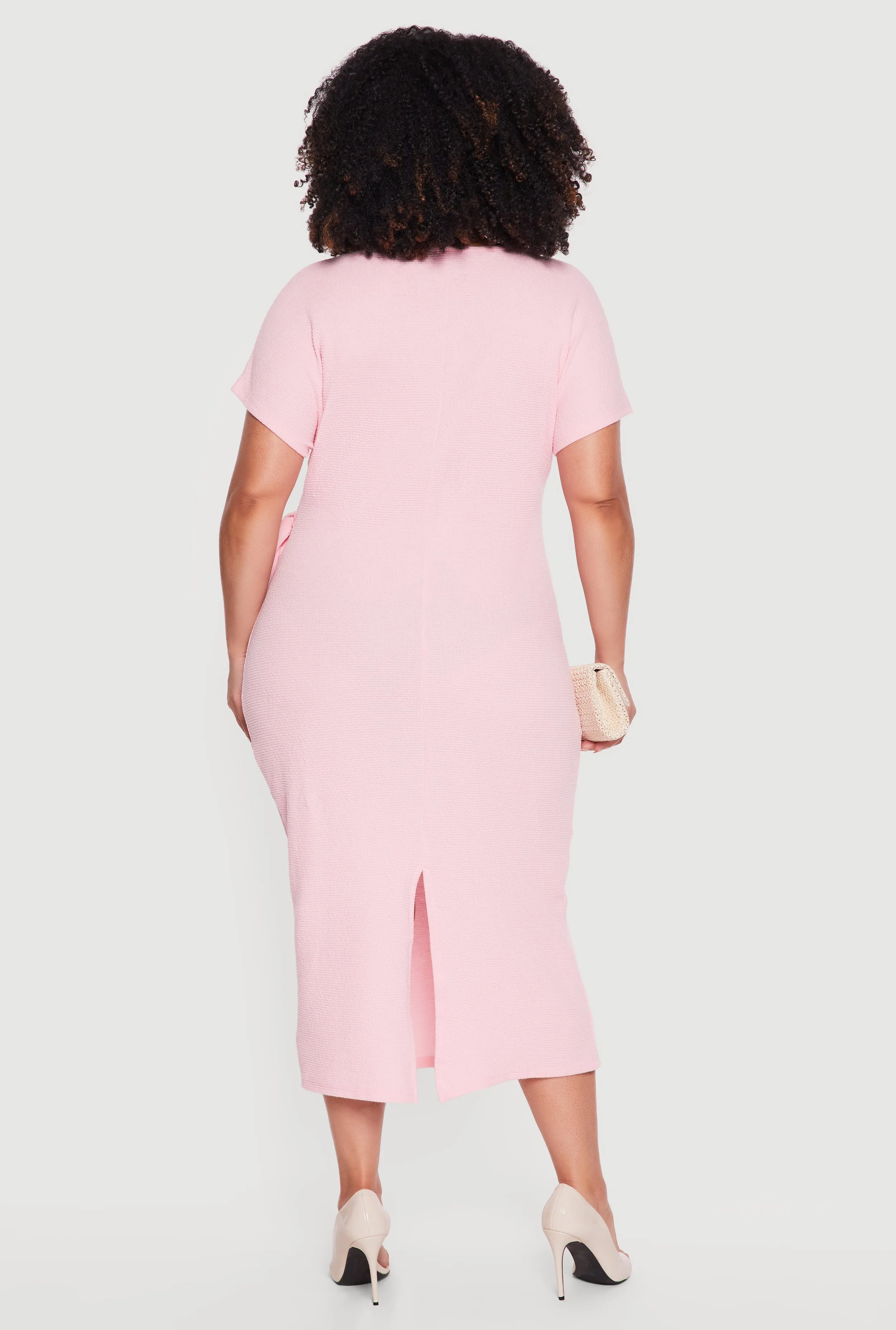 Plus Size Short Sleeve Midi Dress with Side Tie Detail sold by Rainbow product image thumbnail 3