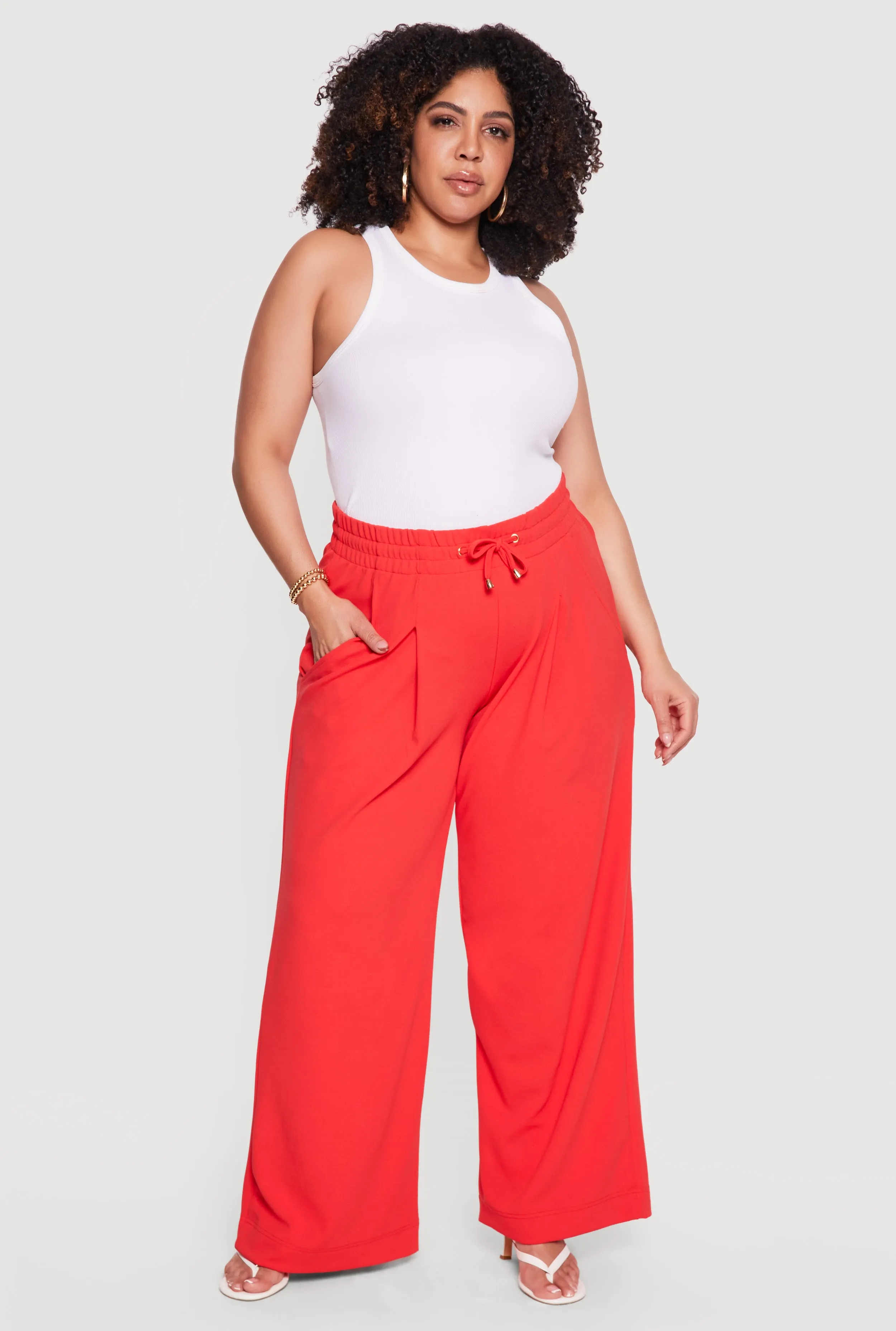 Plus Size High Waisted Crepe Knit Palazzo Pants sold by Rainbow product image thumbnail 4