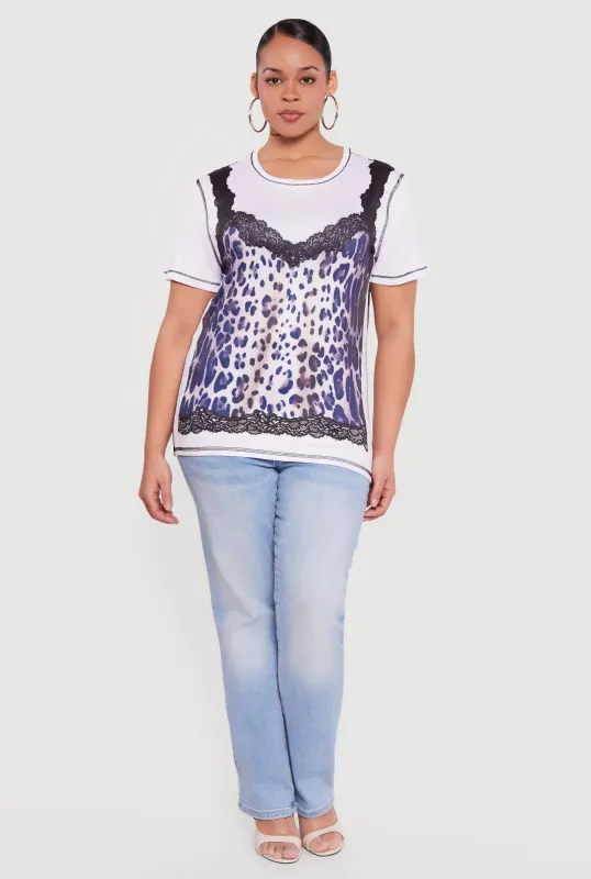 Plus Size Leopard Print Cami Graphic Tee made by Rainbow