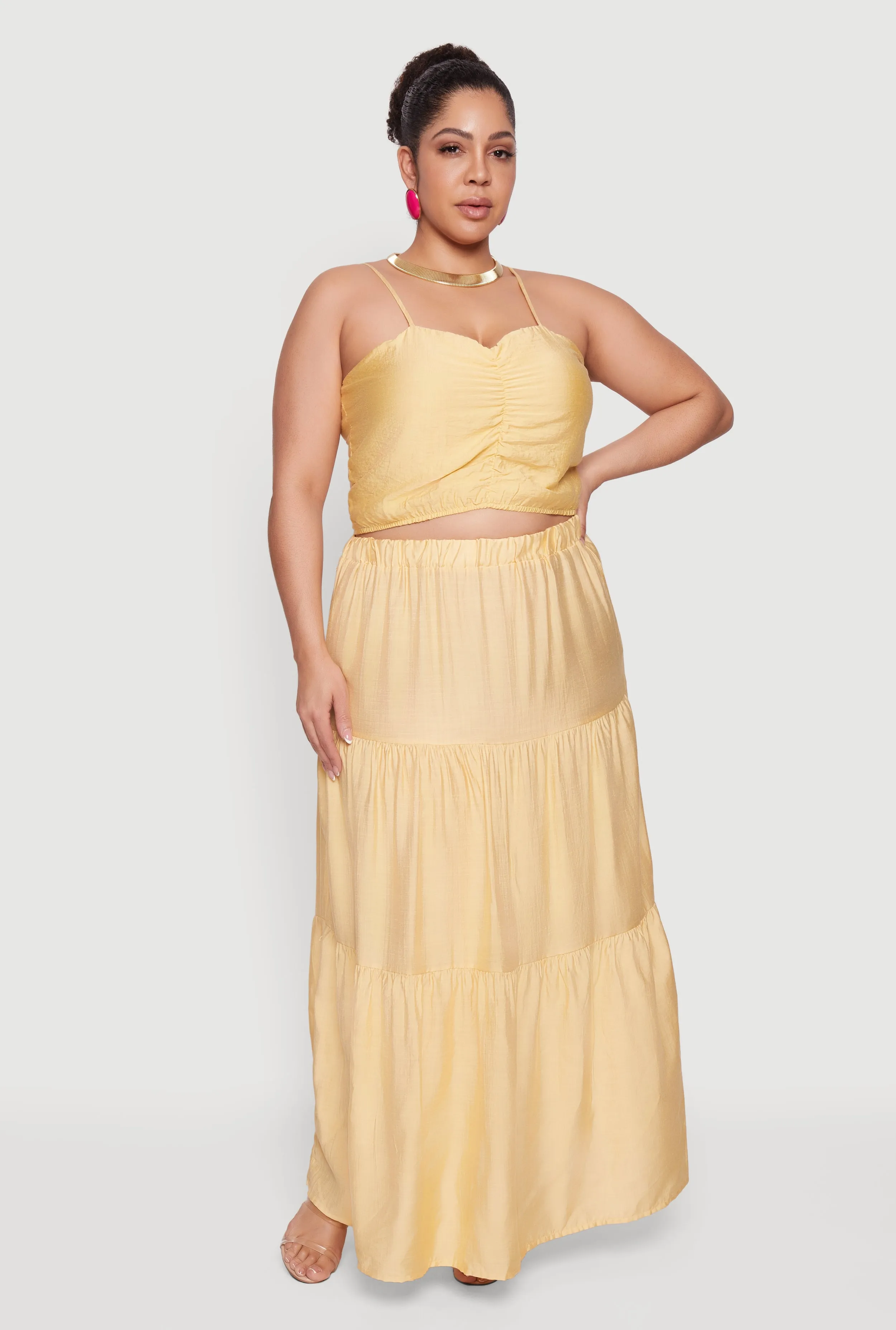 Plus Size High Waisted Ruffle Tiered Maxi Skirt sold by Rainbow product image thumbnail 3