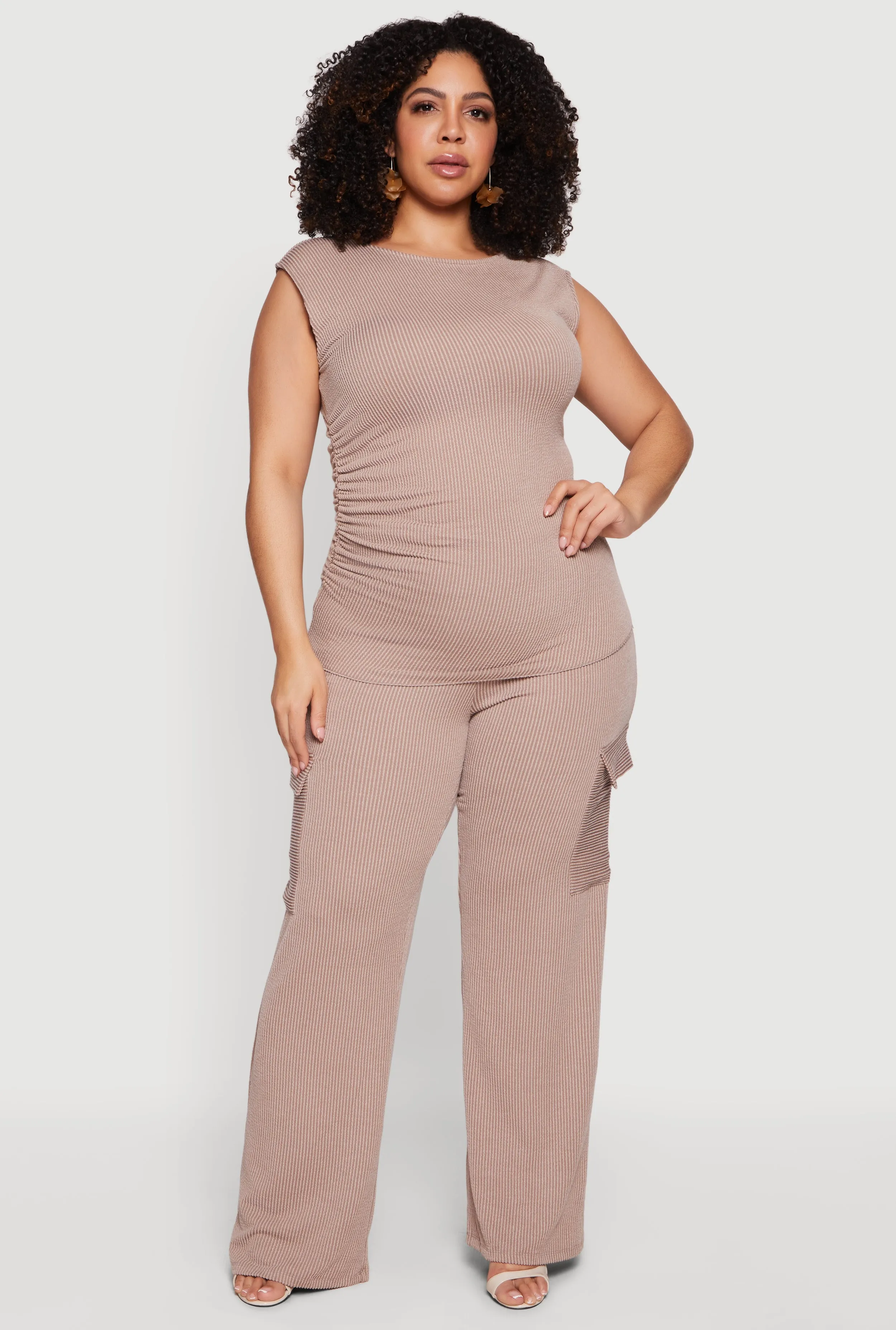 Plus Size Side Ruched Ribbed Knit Top sold by Rainbow product image thumbnail 2