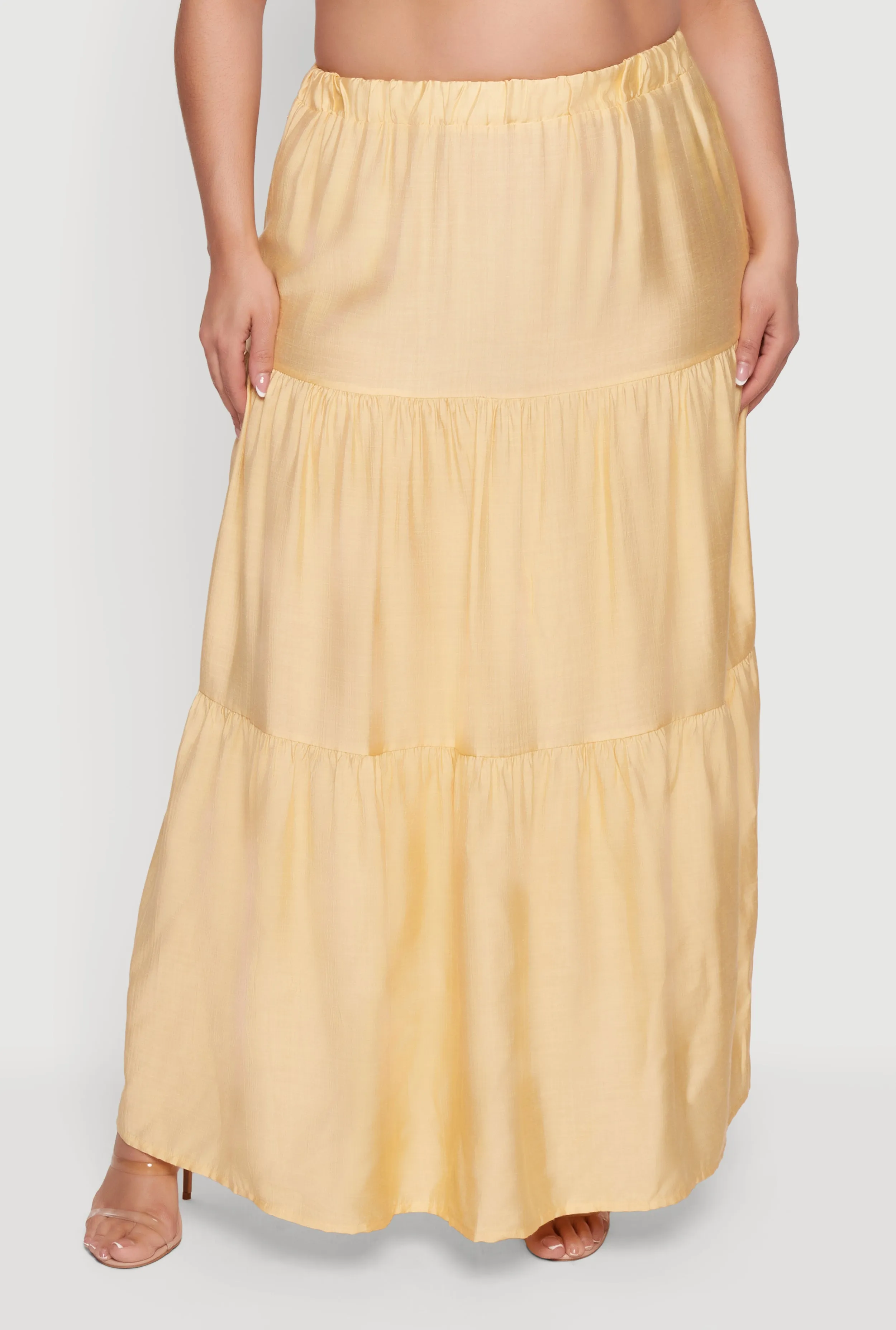 Plus Size High Waisted Ruffle Tiered Maxi Skirt sold by Rainbow product image thumbnail 3