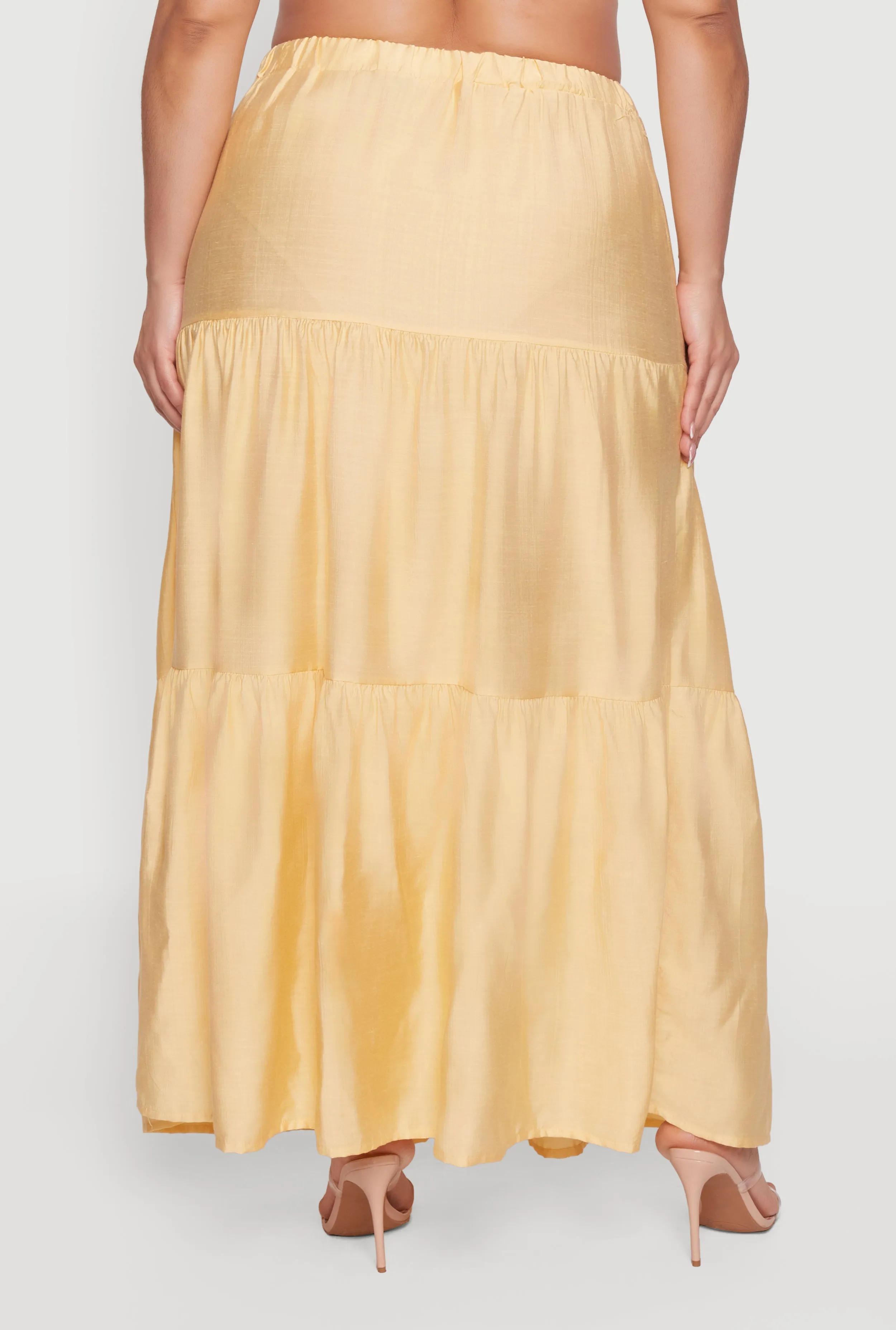 Plus Size High Waisted Ruffle Tiered Maxi Skirt sold by Rainbow product image thumbnail 5