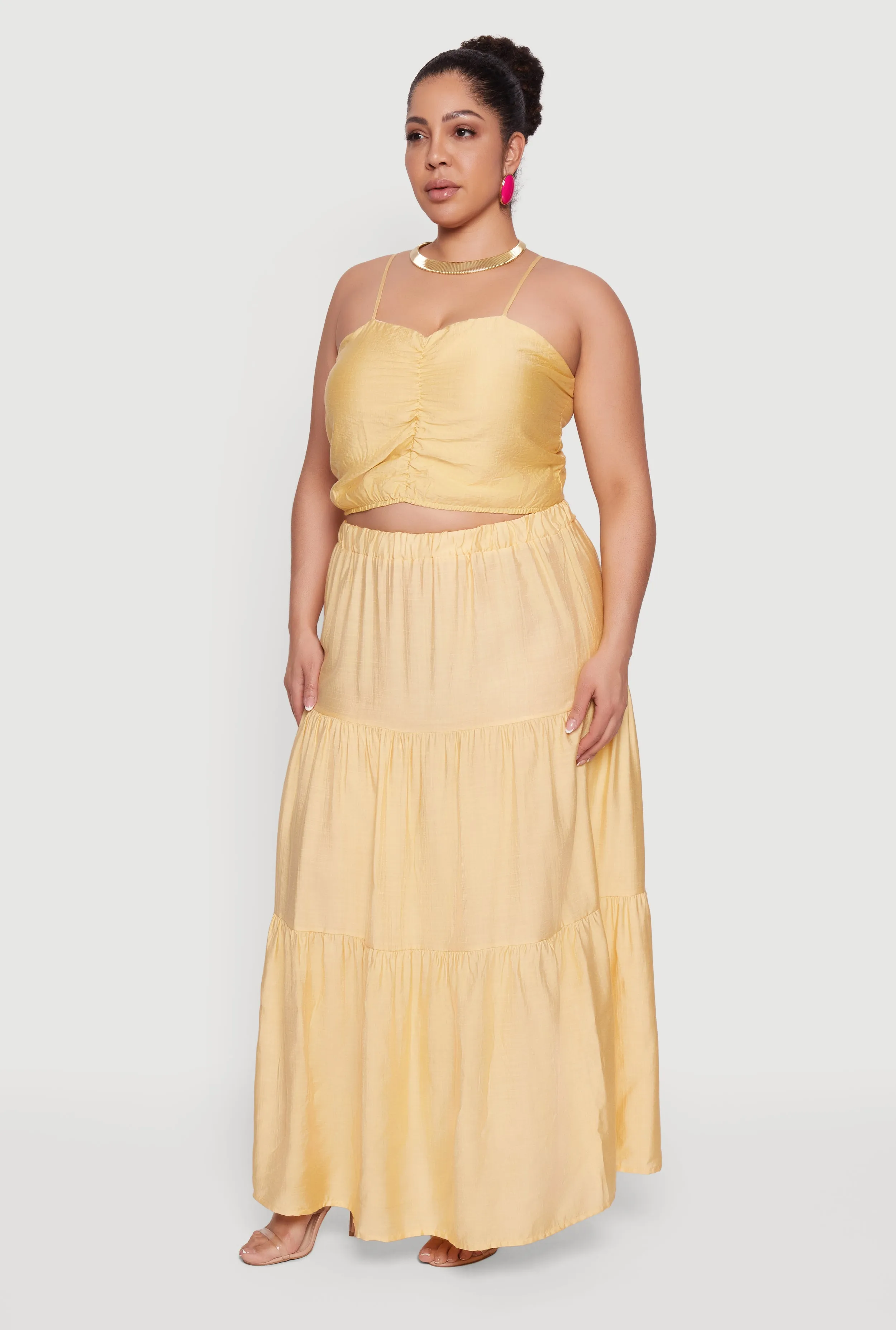 Plus Size High Waisted Ruffle Tiered Maxi Skirt sold by Rainbow product image thumbnail 2