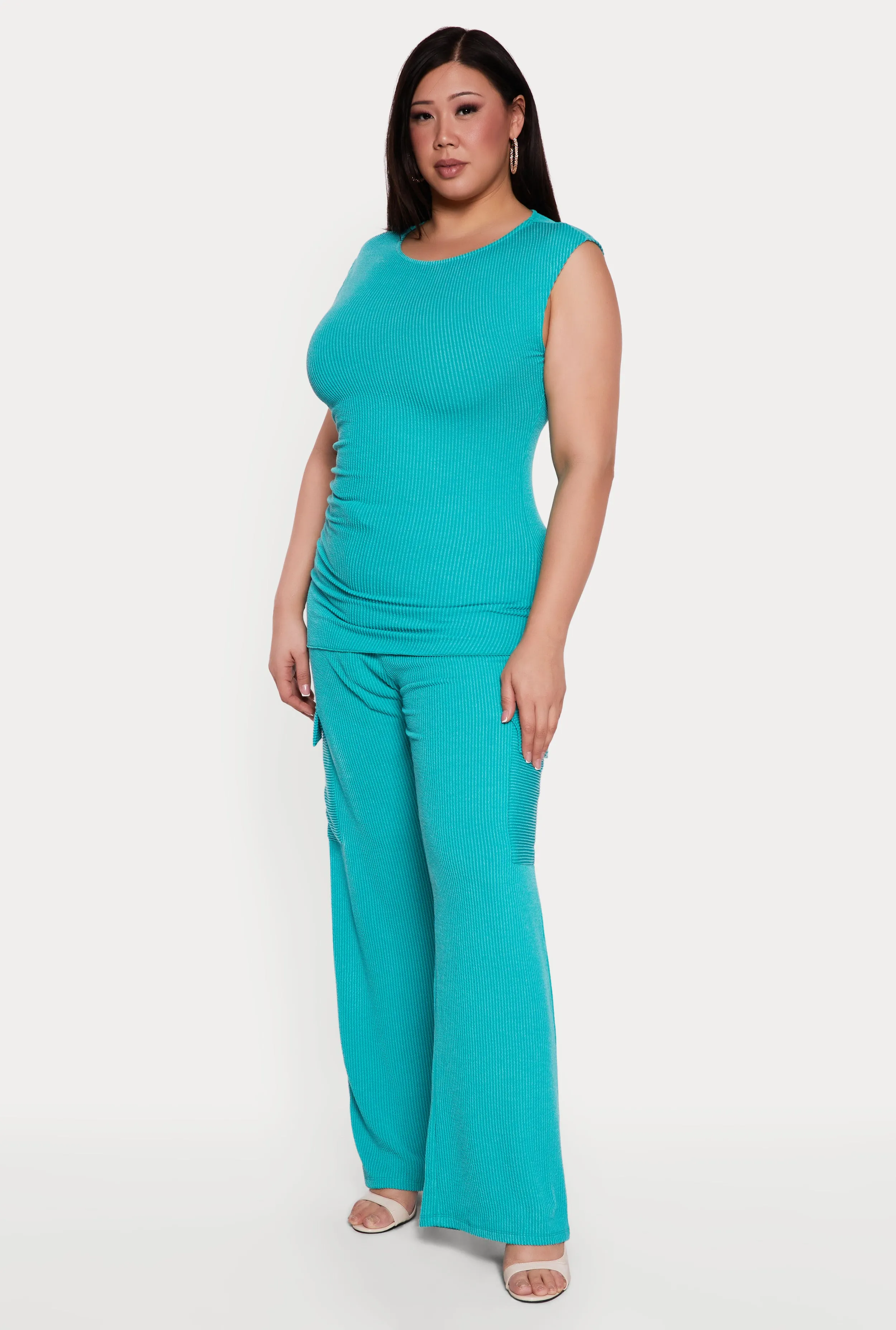 Plus Size Side Ruched Ribbed Knit Top sold by Rainbow product image thumbnail 3