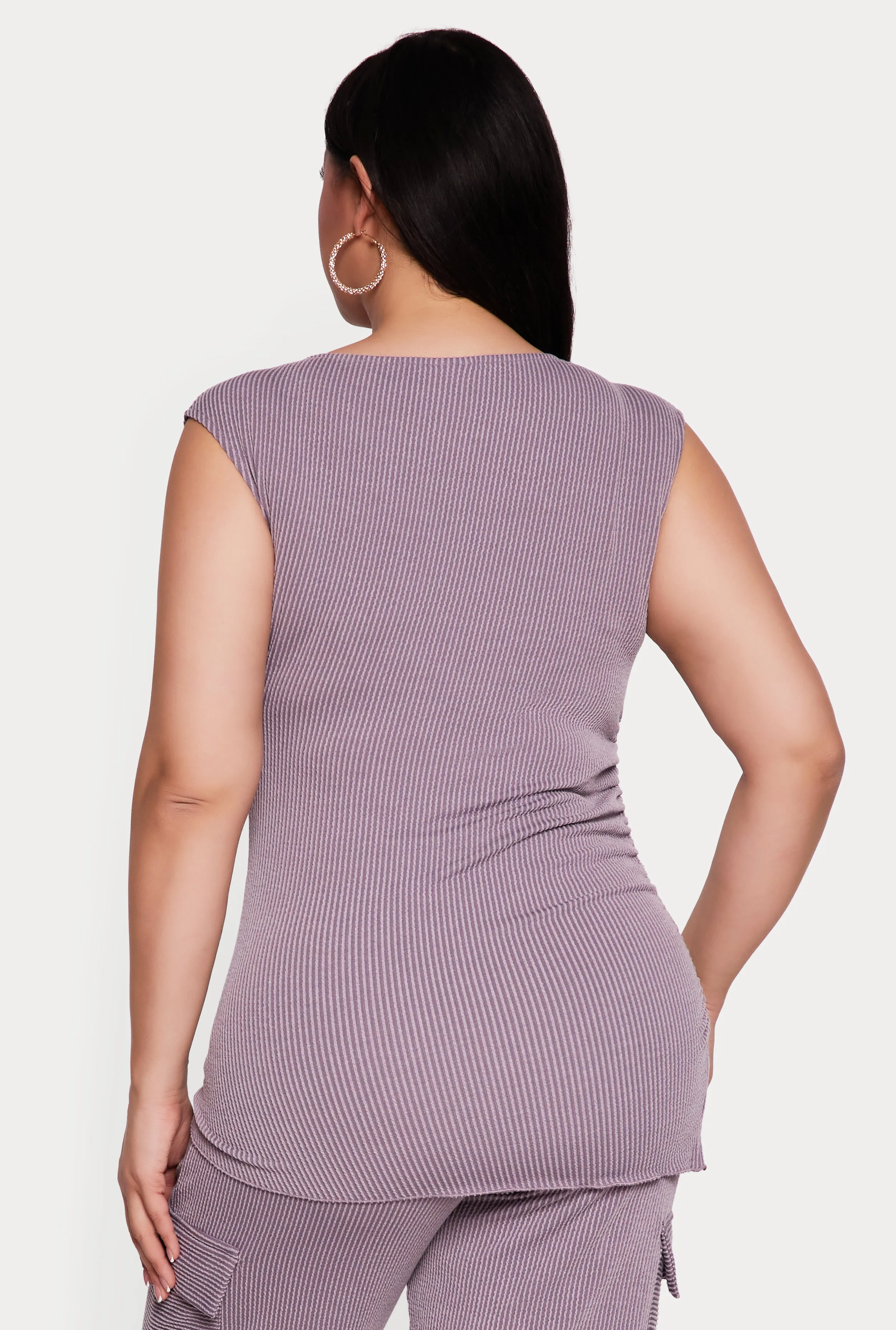 Plus Size Side Ruched Ribbed Knit Top sold by Rainbow product image thumbnail 5