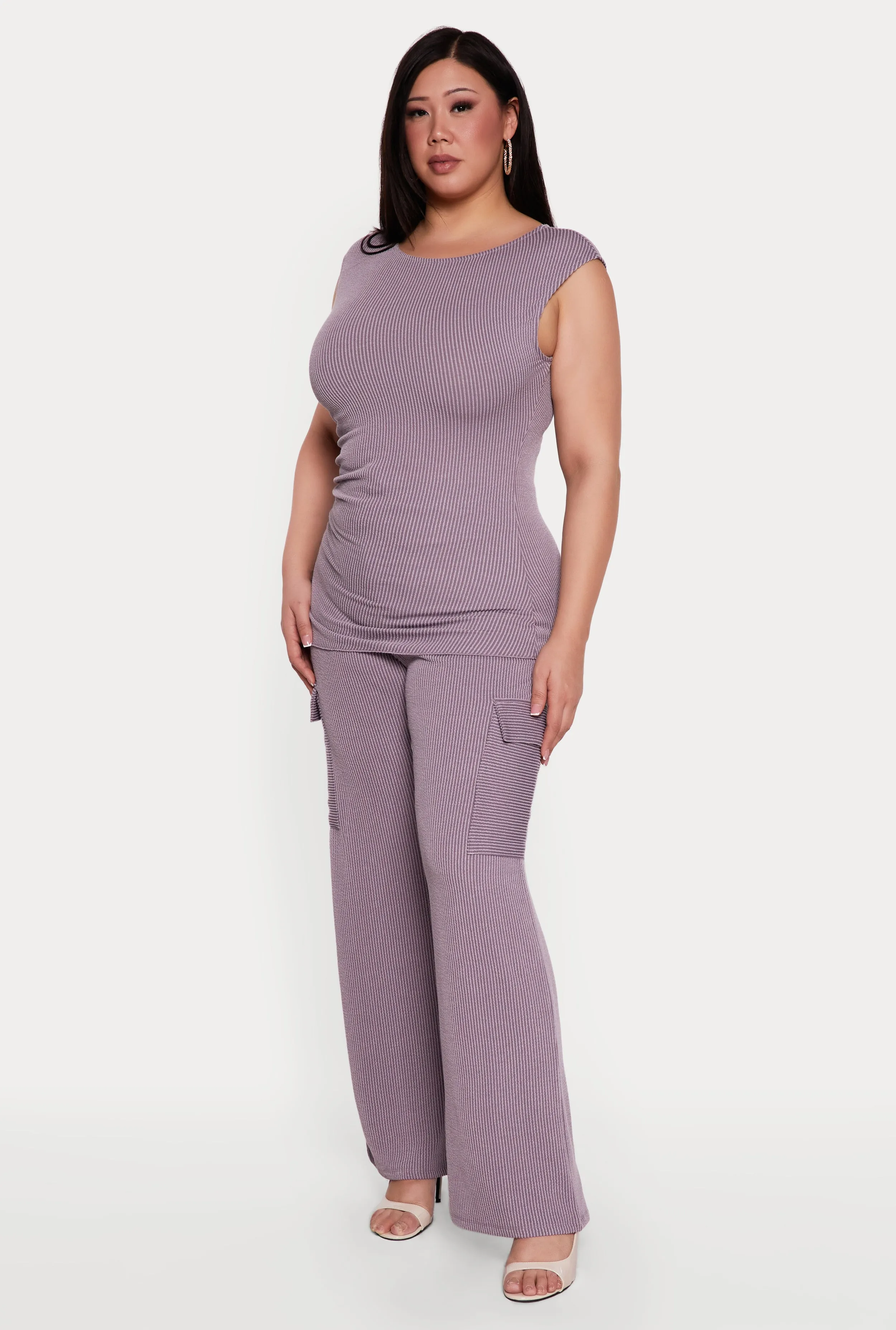 Plus Size Side Ruched Ribbed Knit Top sold by Rainbow product image thumbnail 3