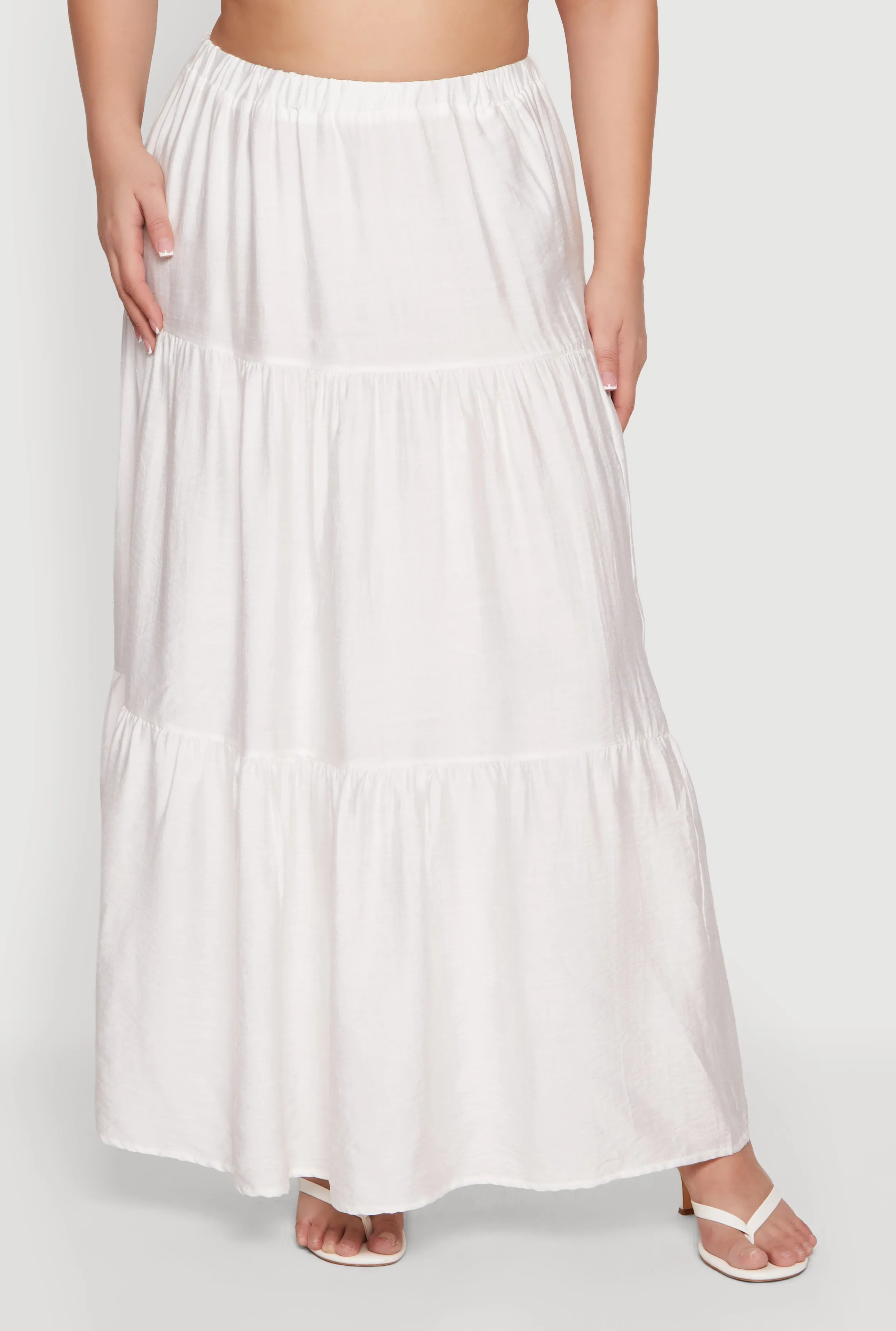 Plus Size High Waisted Ruffle Tiered Maxi Skirt sold by Rainbow product image thumbnail 3