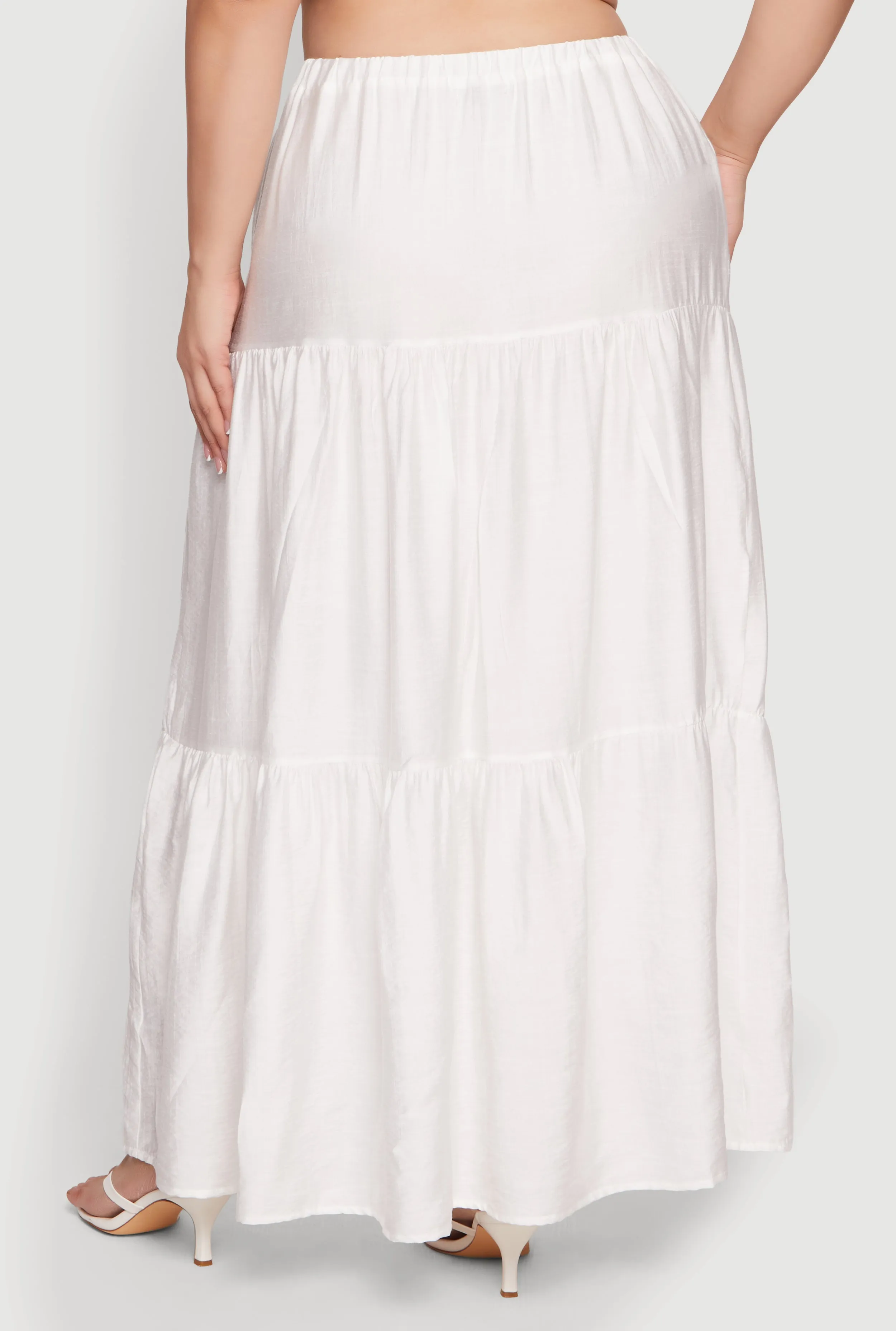 Plus Size High Waisted Ruffle Tiered Maxi Skirt sold by Rainbow product image thumbnail 5