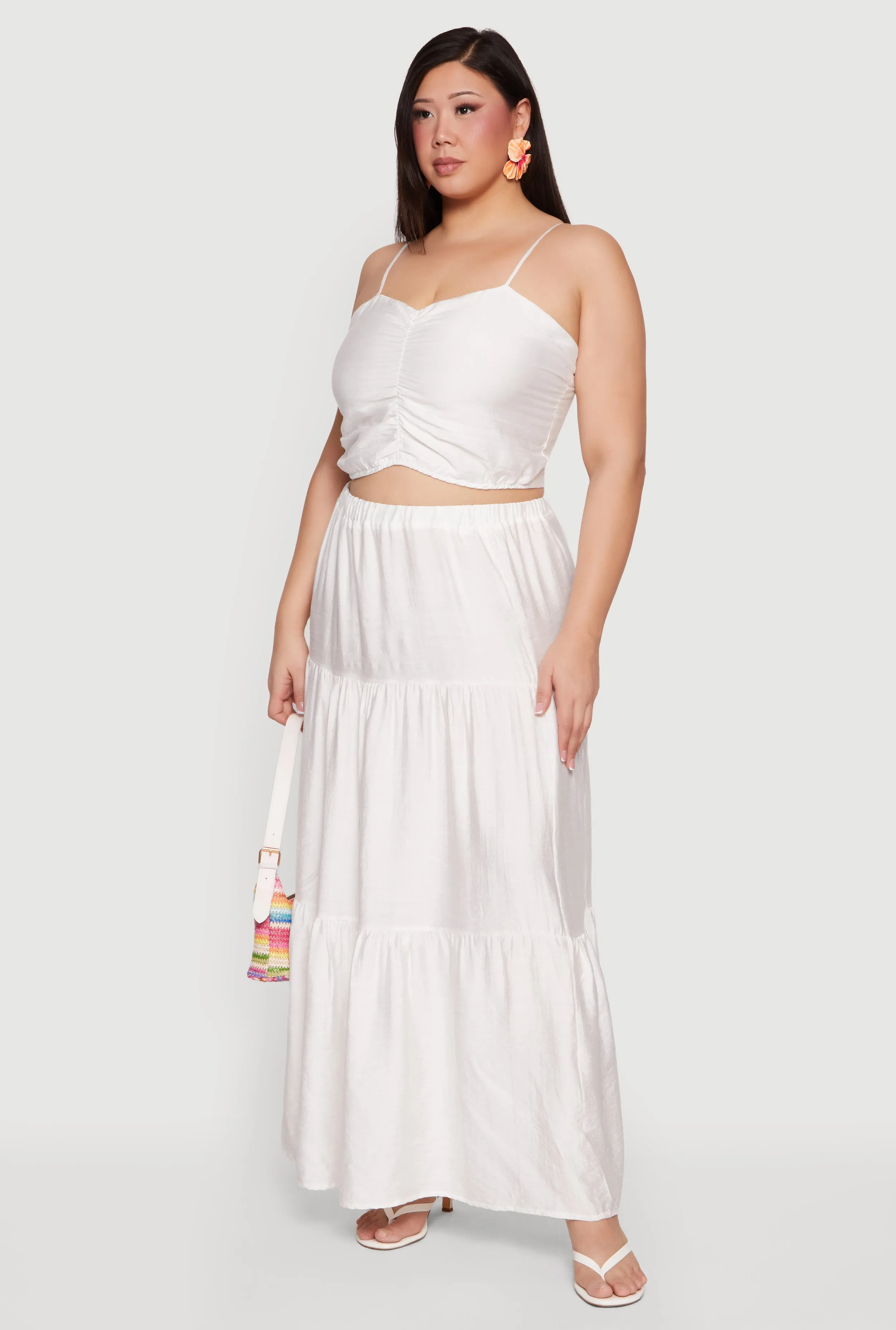 Plus Size High Waisted Ruffle Tiered Maxi Skirt sold by Rainbow product image thumbnail 2