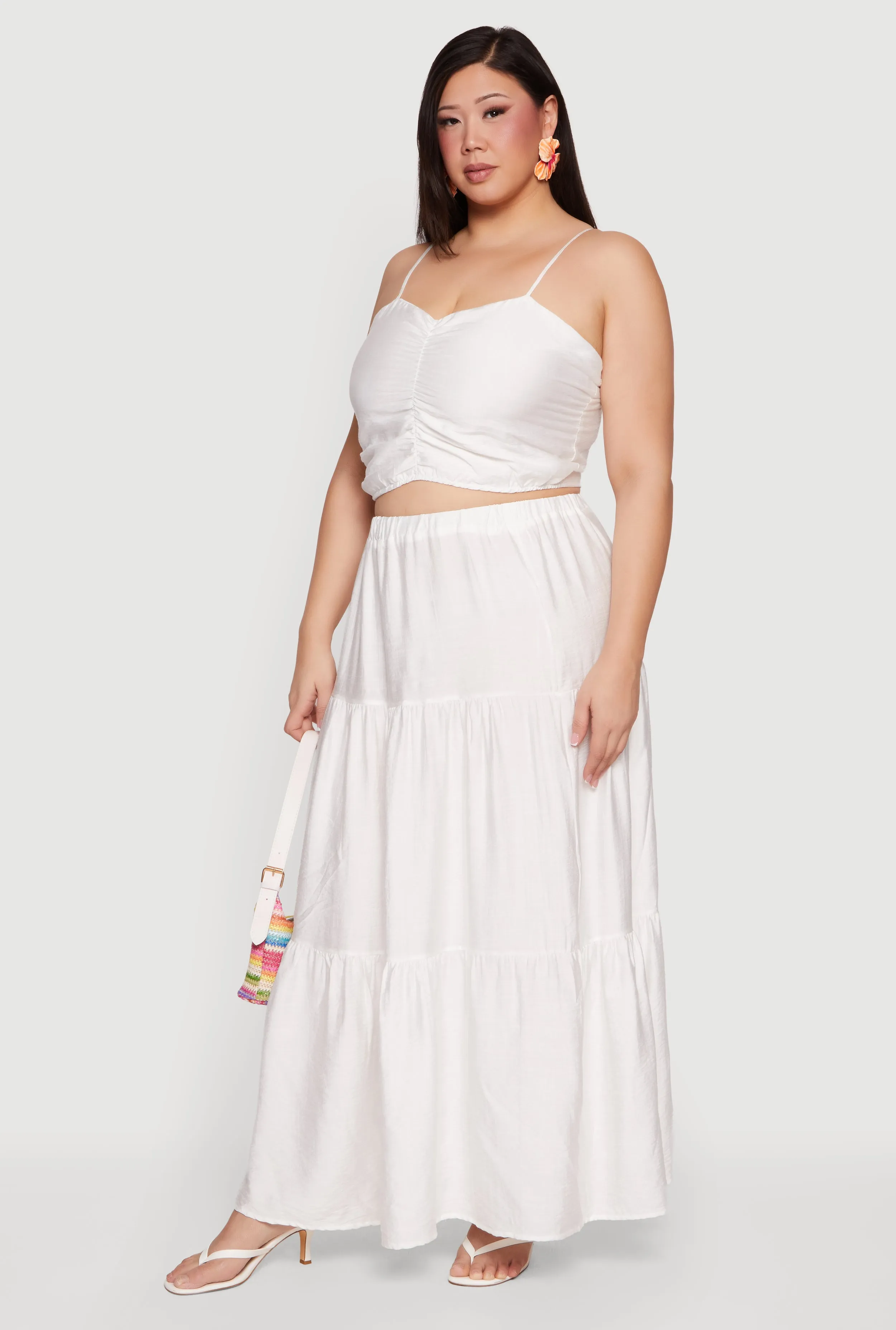 Plus Size Smocked Back Sweetheart Crop Top sold by Rainbow product image thumbnail 3