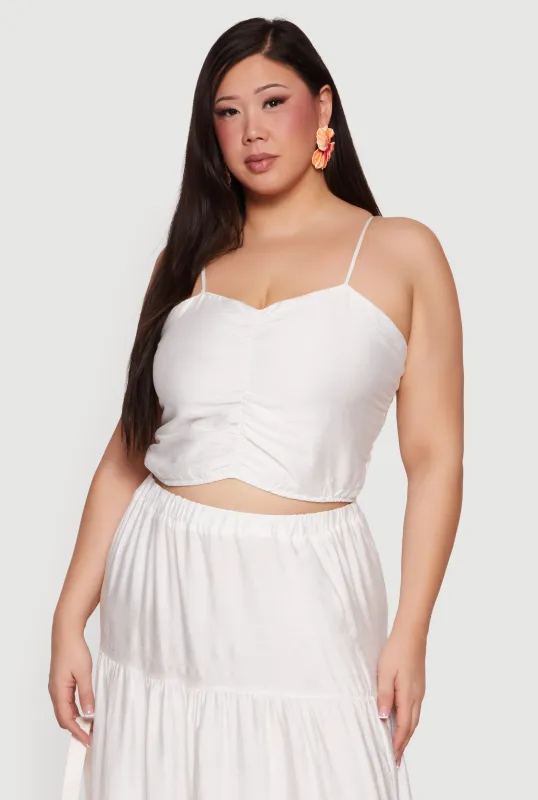 Plus Size Smocked Back Sweetheart Crop Top made by Rainbow