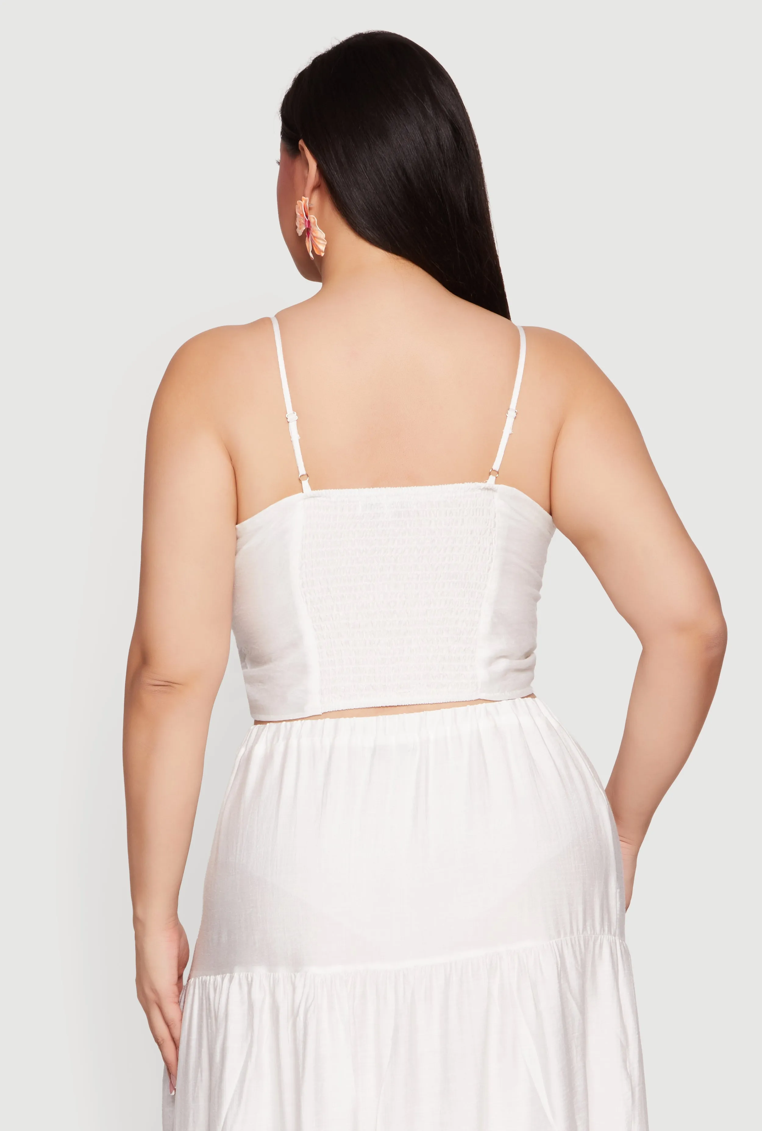 Plus Size Smocked Back Sweetheart Crop Top sold by Rainbow product image thumbnail 5