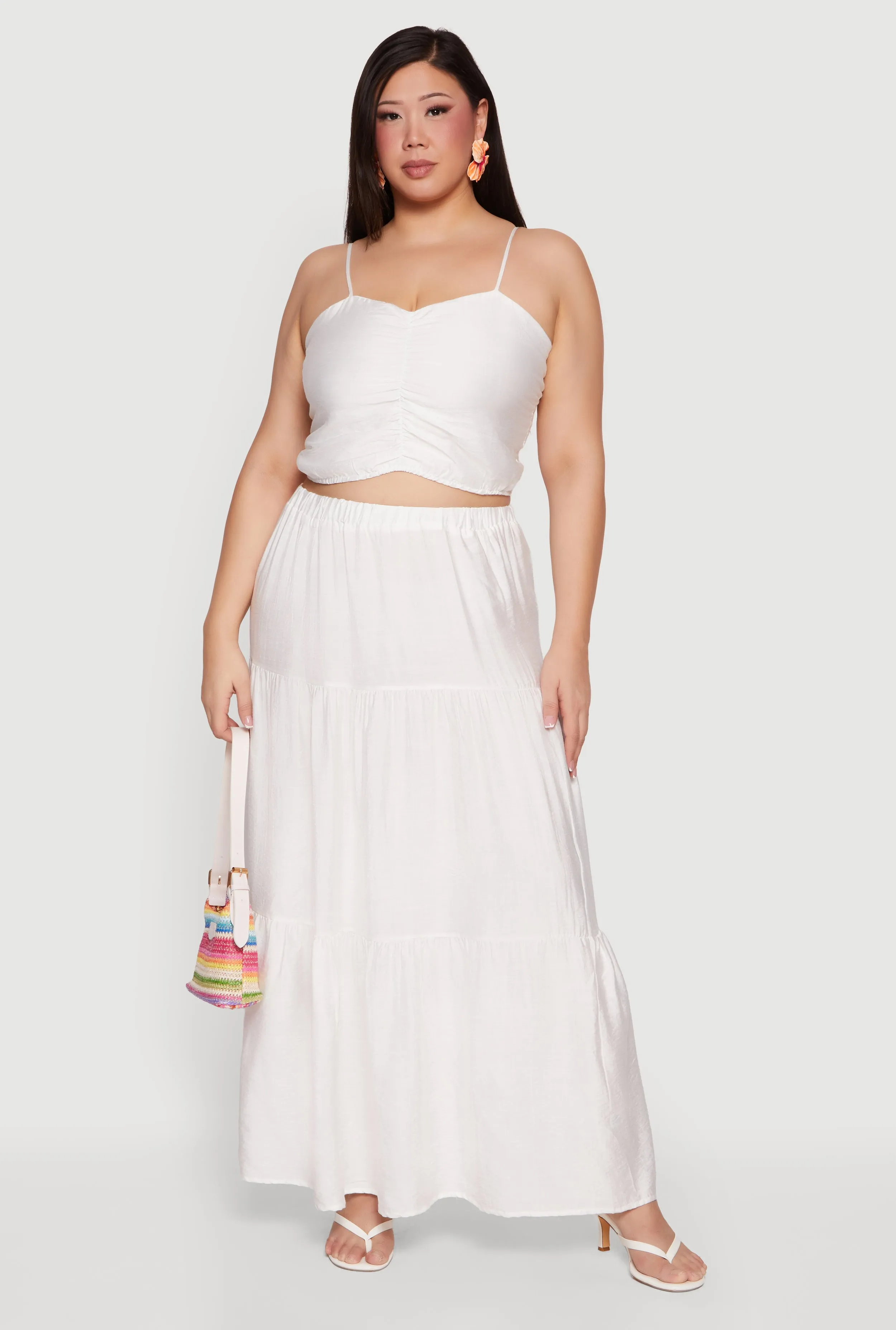 Plus Size Smocked Back Sweetheart Crop Top sold by Rainbow product image thumbnail 2