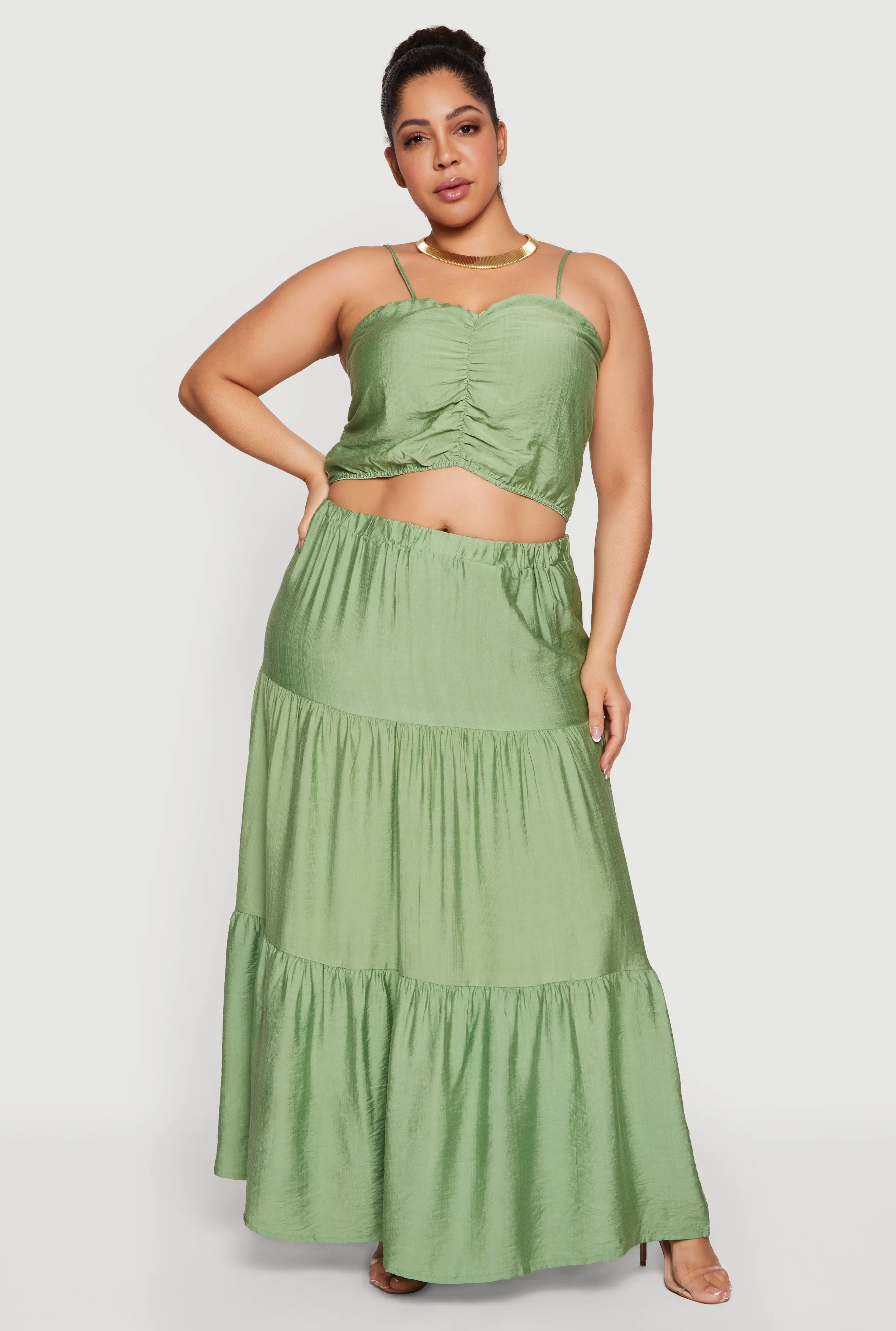 Plus Size Smocked Back Sweetheart Crop Top sold by Rainbow product image thumbnail 2