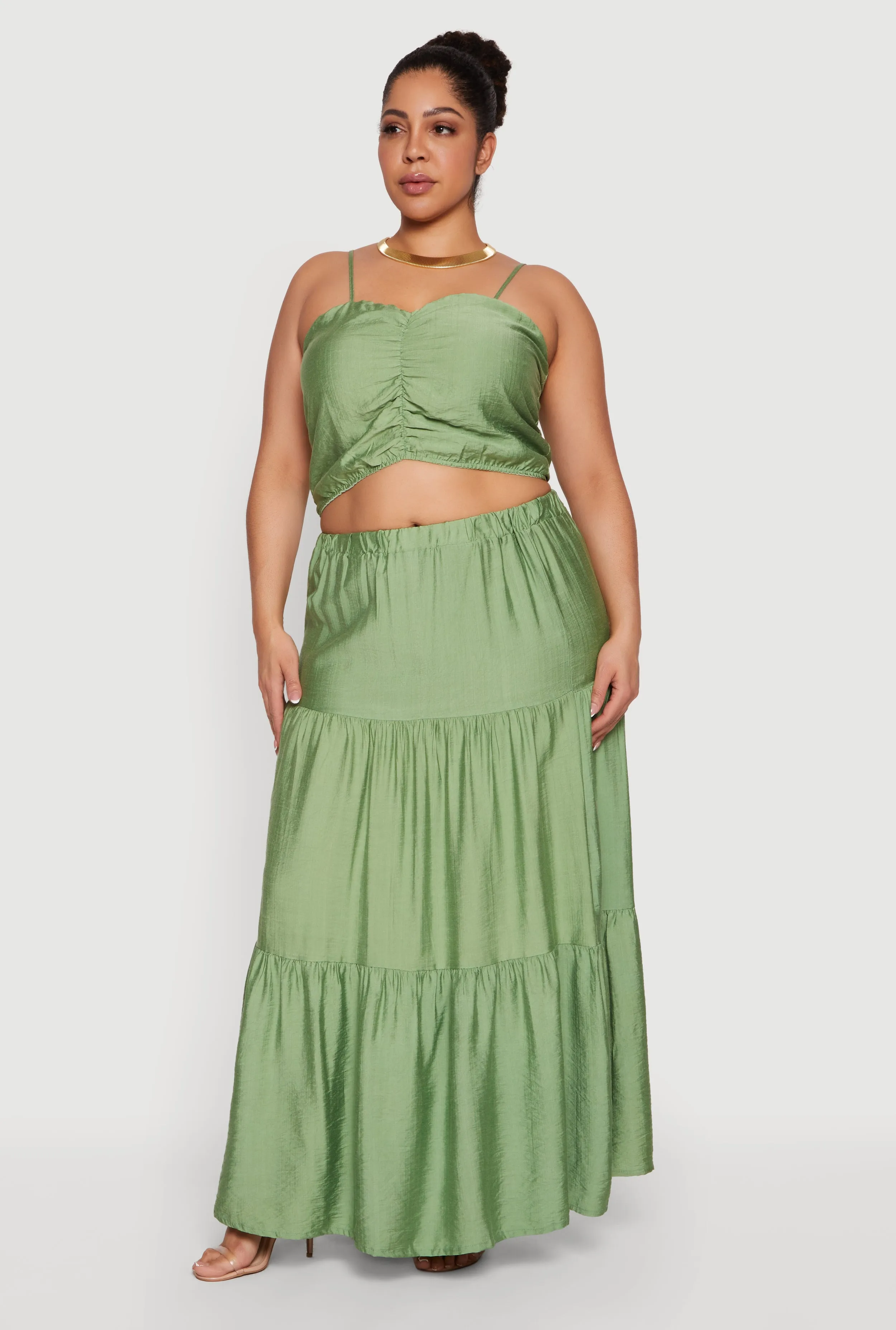 Plus Size Smocked Back Sweetheart Crop Top sold by Rainbow product image thumbnail 3