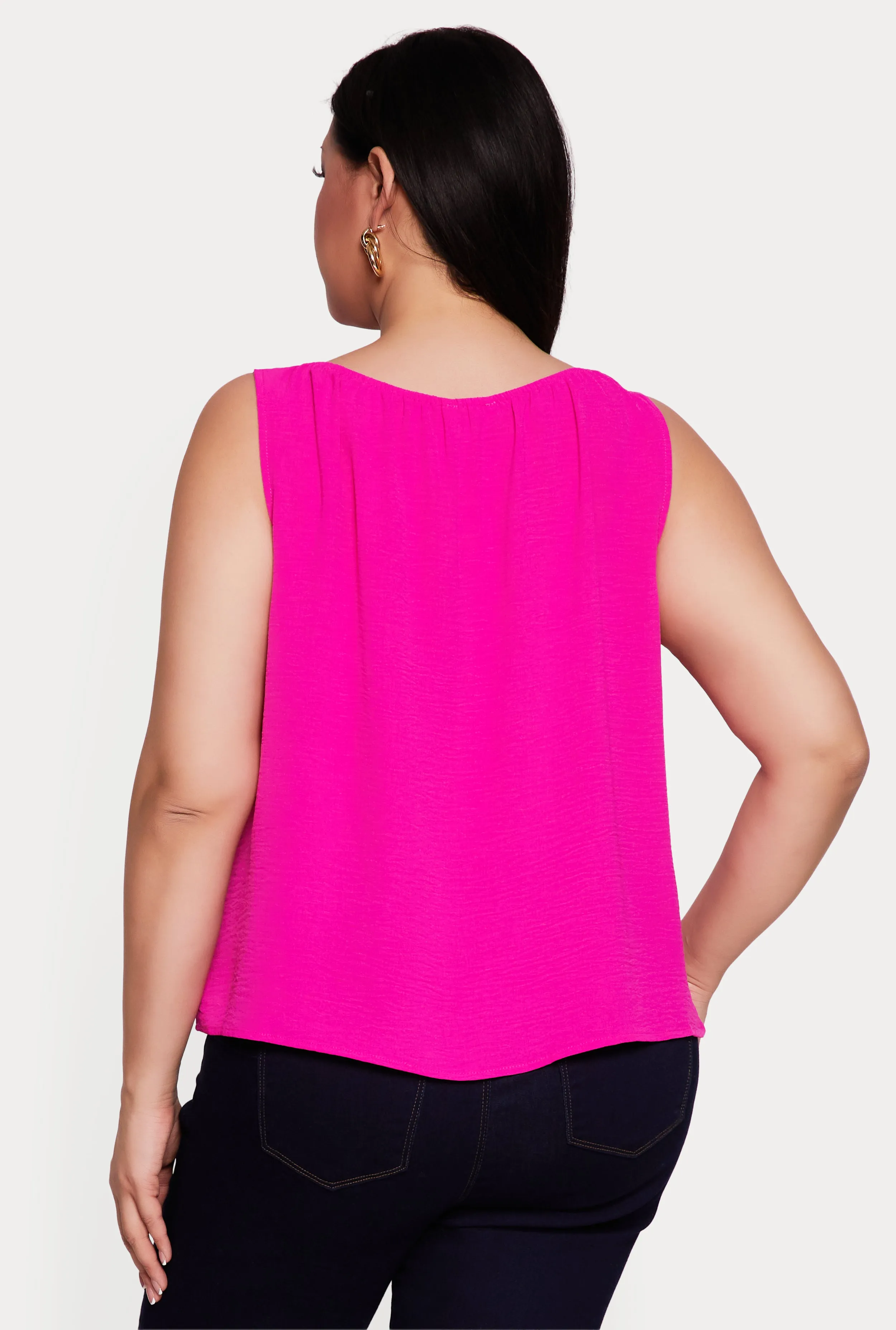 Plus Size Sleeveless Ruched Neck Crepe Knit Blouse sold by Rainbow product image thumbnail 5