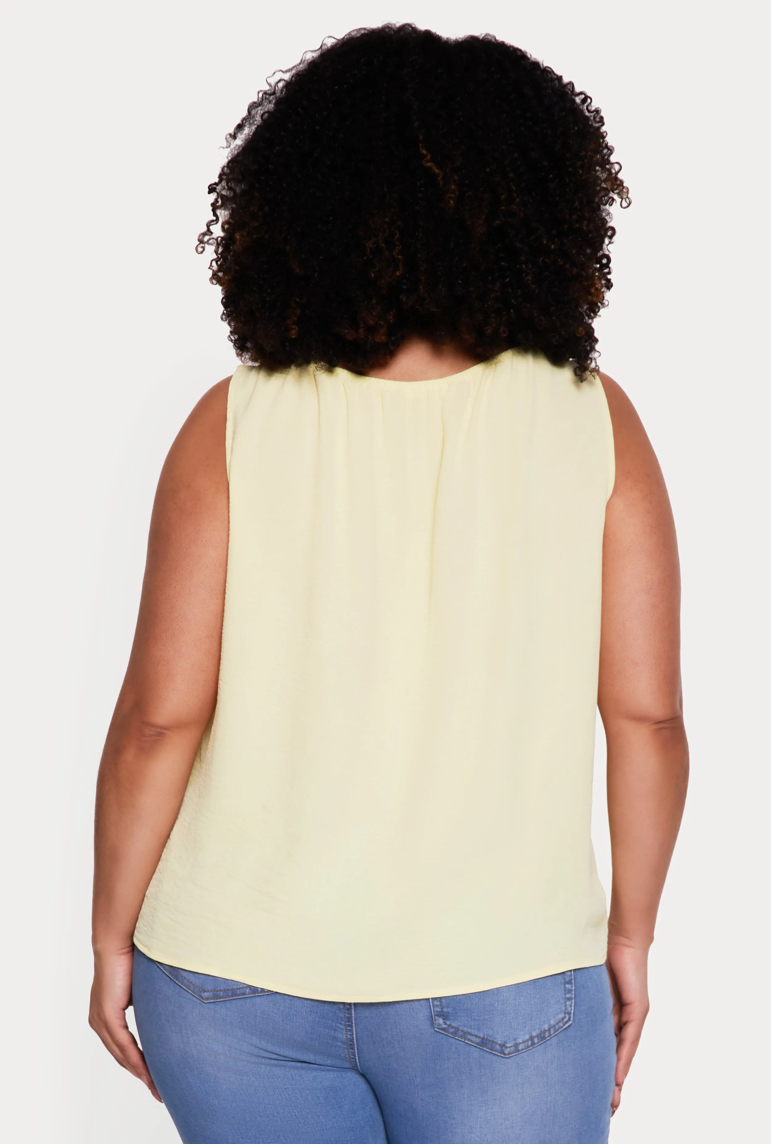 Plus Size Sleeveless Ruched Neck Crepe Knit Blouse sold by Rainbow product image thumbnail 5