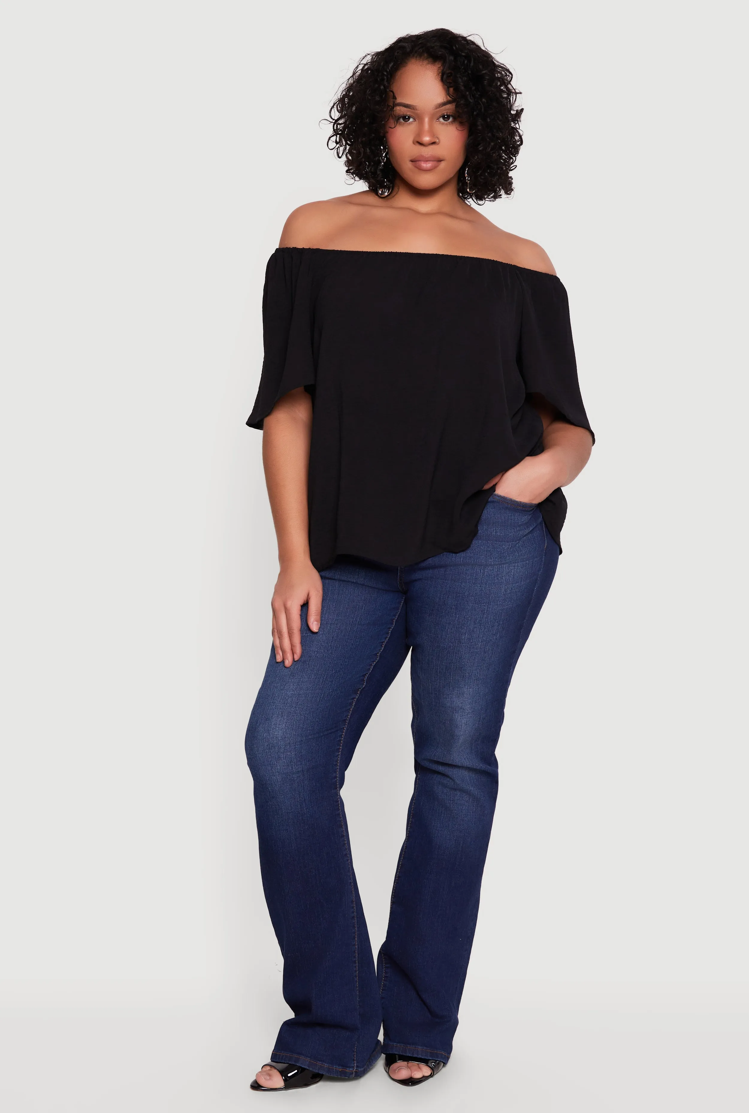 Plus Size Off The Shoulder Crepe Knit Blouse sold by Rainbow product image thumbnail 2