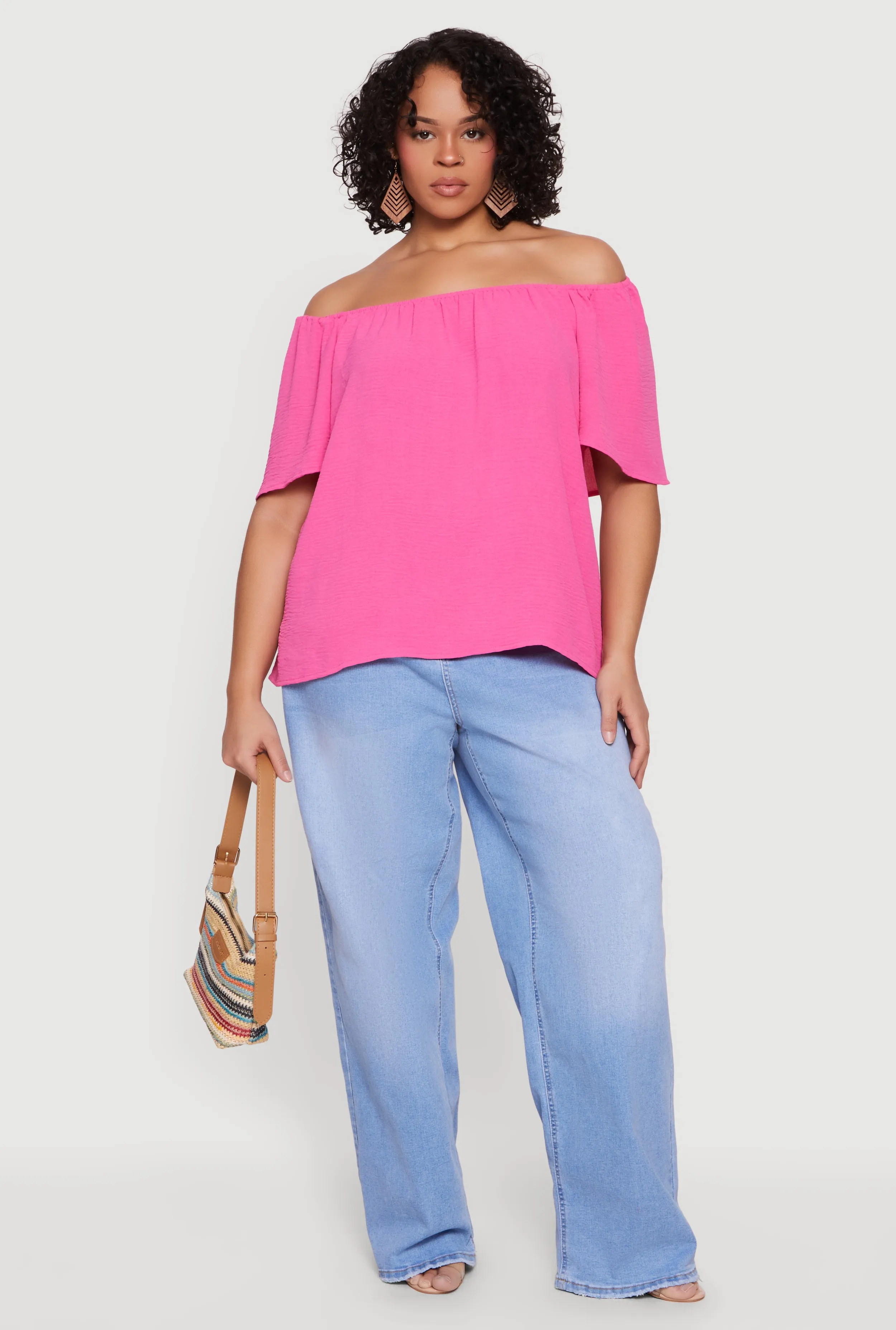 Plus Size Off The Shoulder Crepe Knit Blouse sold by Rainbow product image thumbnail 3
