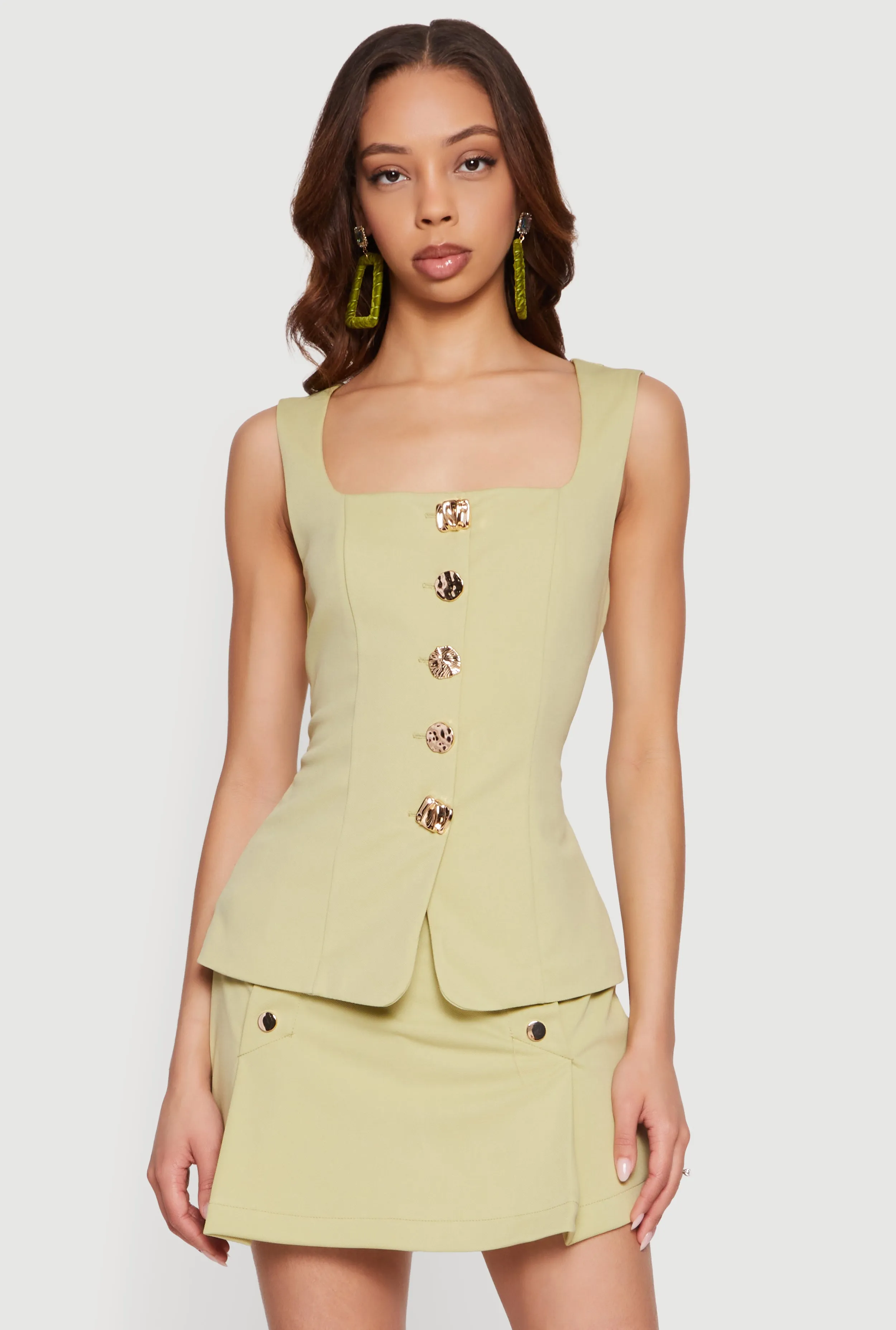Metallic Button Front Square Neck Waistcoat sold by Rainbow product image thumbnail 3