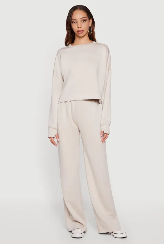 Pull On Wide Leg Mid Rise Casual Pants sold by Rainbow