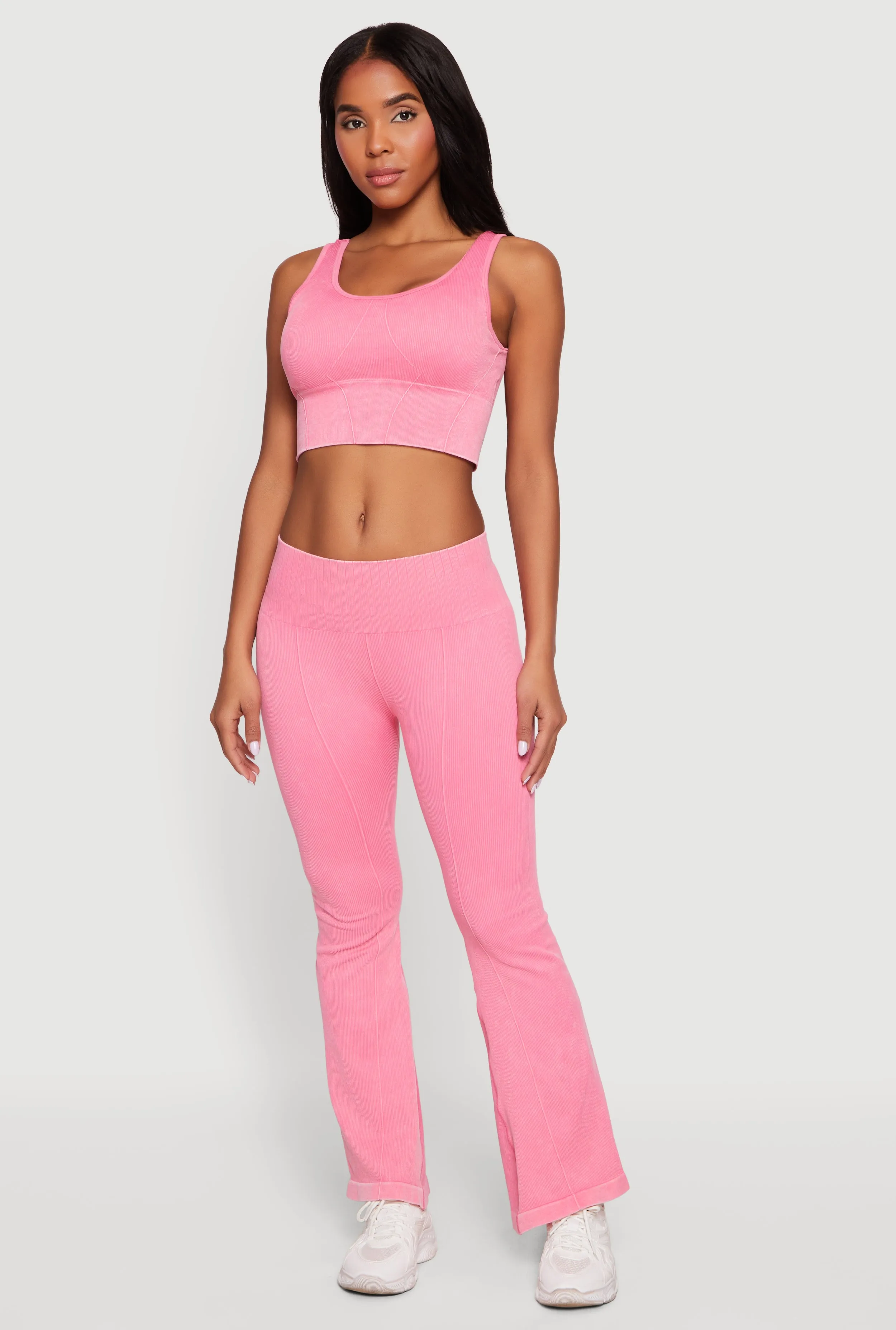 Acid Wash Seamless Pull On Flare Pants sold by Rainbow