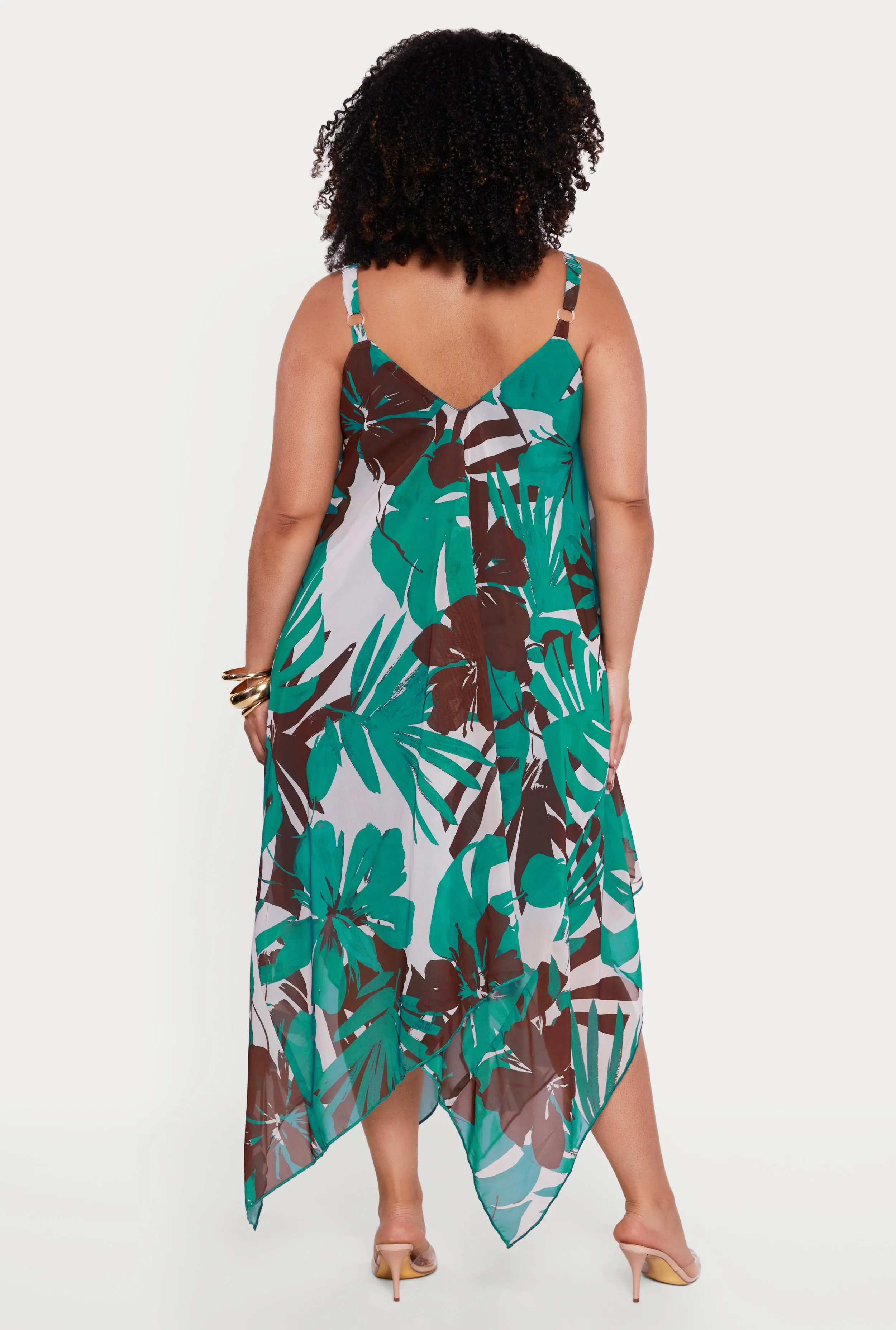 Plus Size Tropical Leaf Print Midi Sundress sold by Rainbow product image thumbnail 3