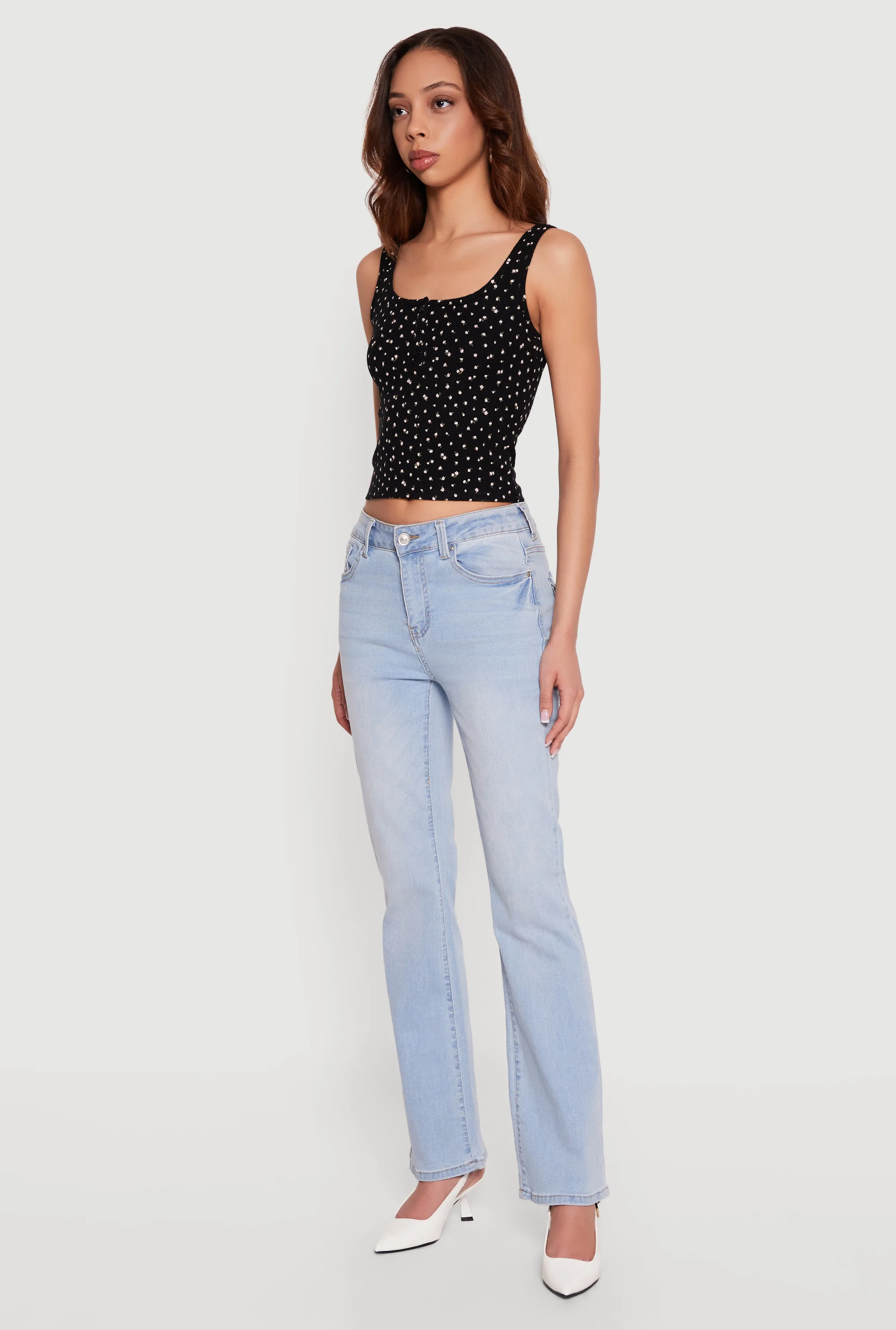 Ditsy Floral Print Henley Tank Top sold by Rainbow product image thumbnail 3