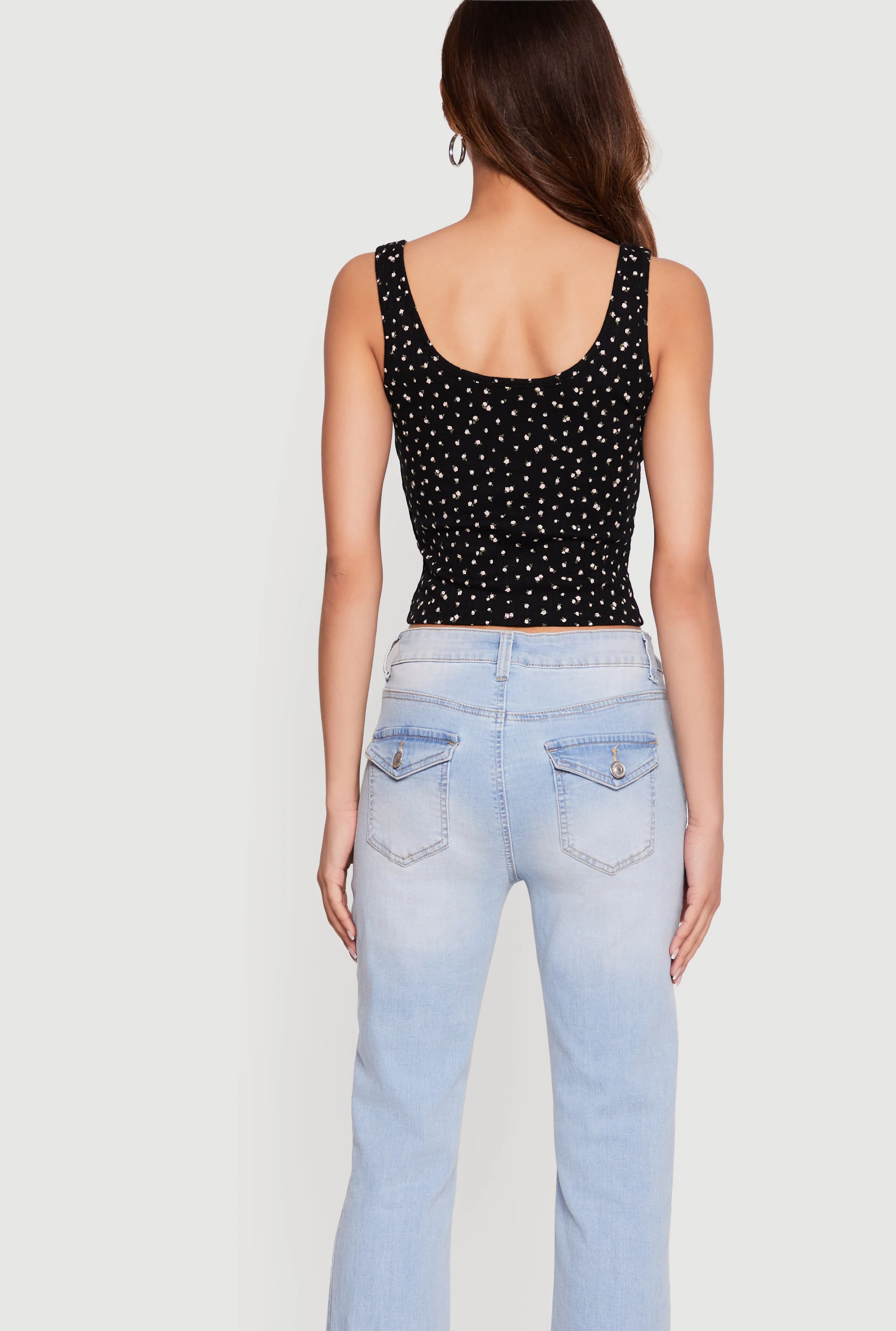 Ditsy Floral Print Henley Tank Top sold by Rainbow product image thumbnail 5