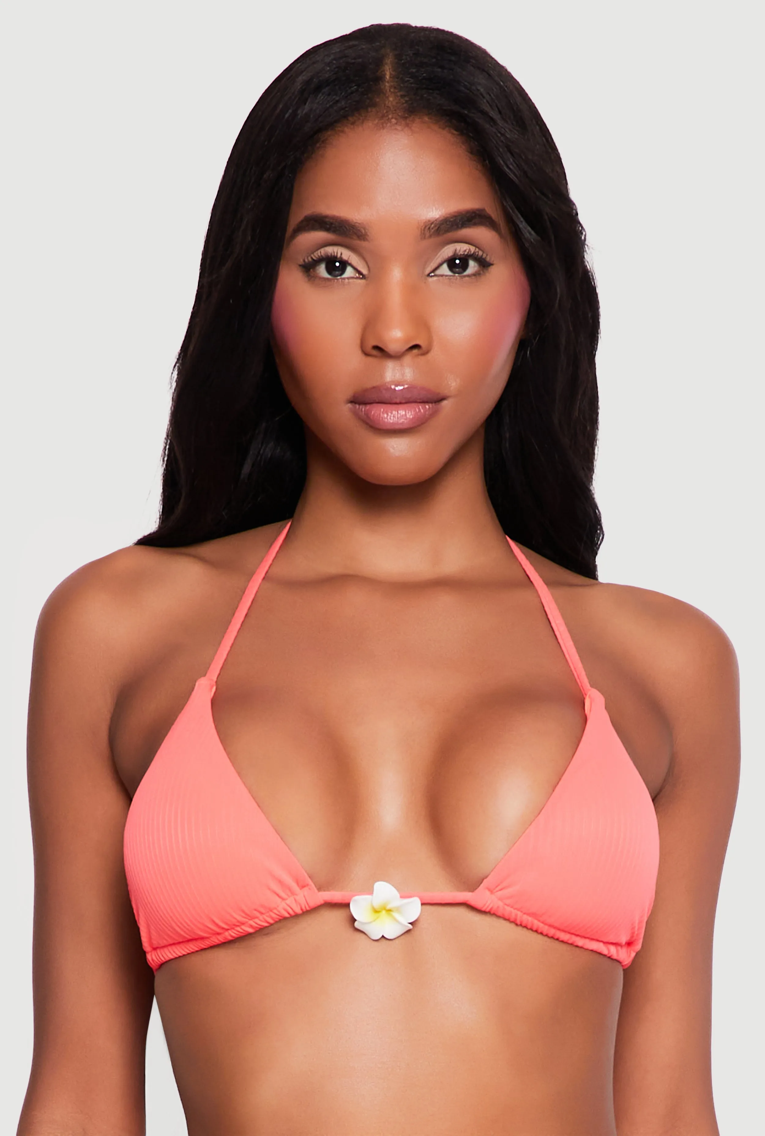 Triangle Swim Bikini Top with Floral Charm sold by Rainbow