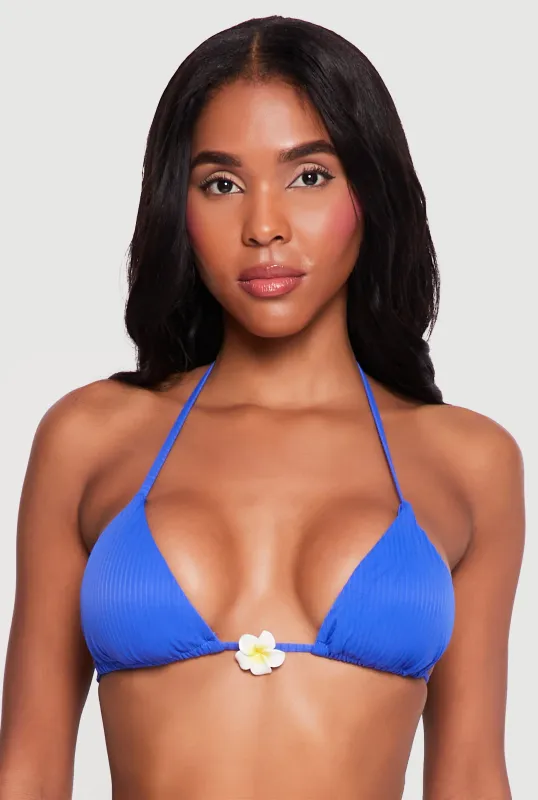 Triangle Swim Bikini Top with Flower Charm sold by Rainbow