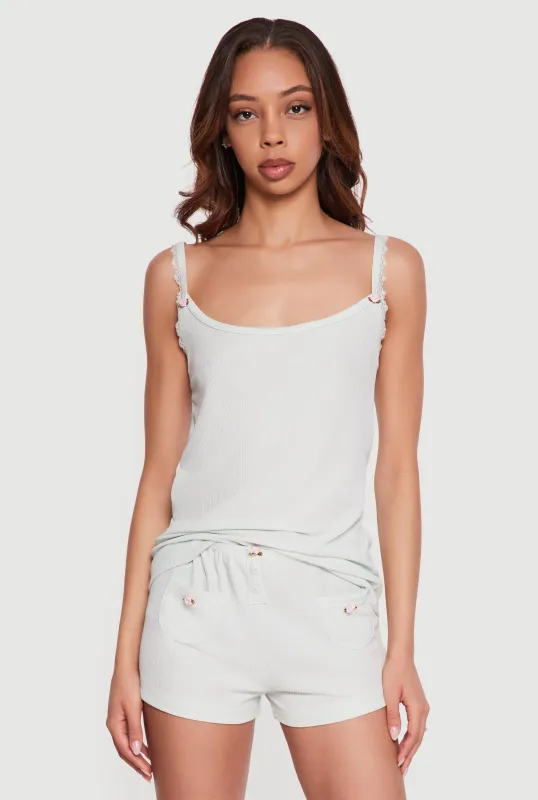 Waffle Knit Pajama Cami and Shorts Set made by Rainbow