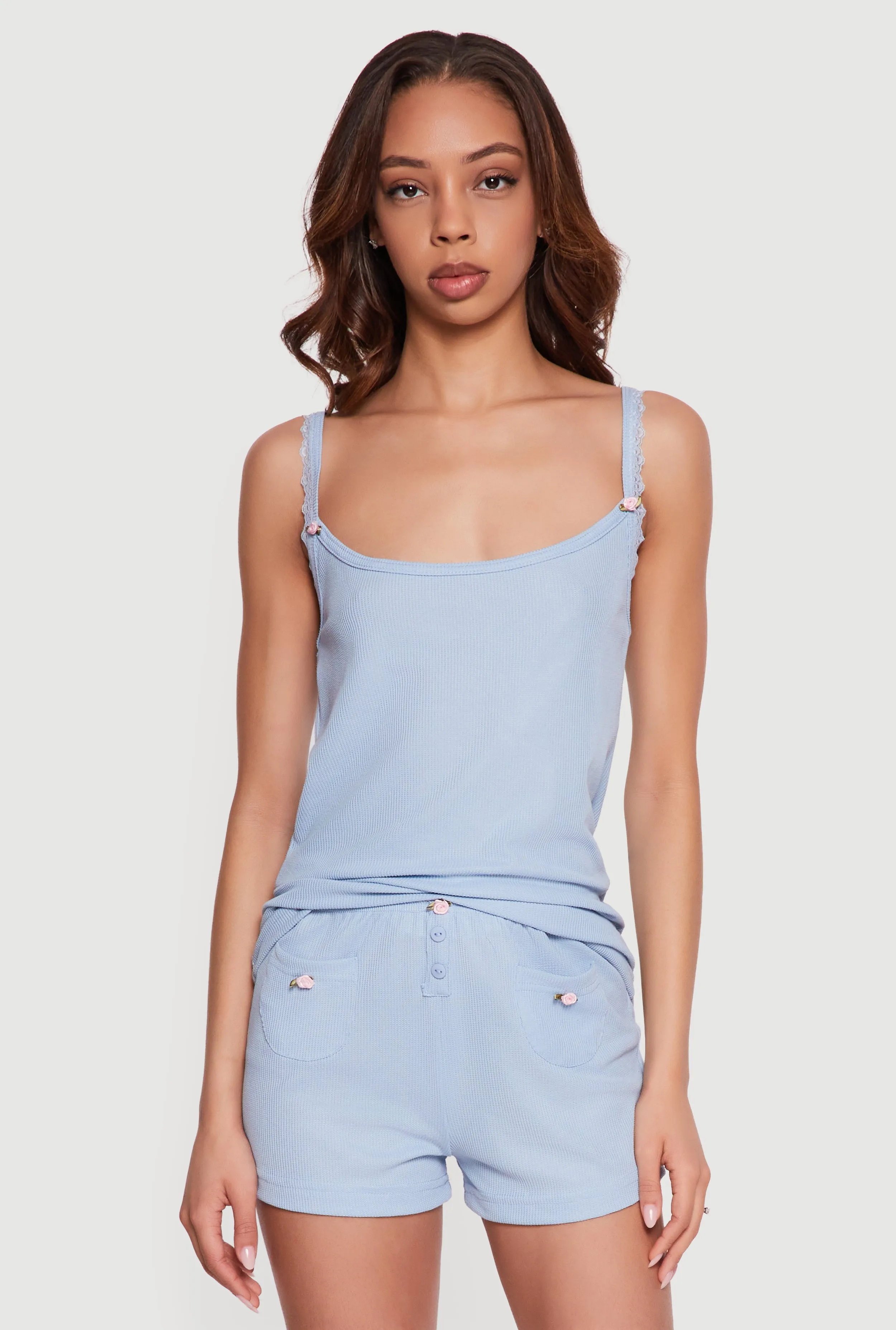 Waffle Knit Pajama Cami and Shorts Set sold by Rainbow