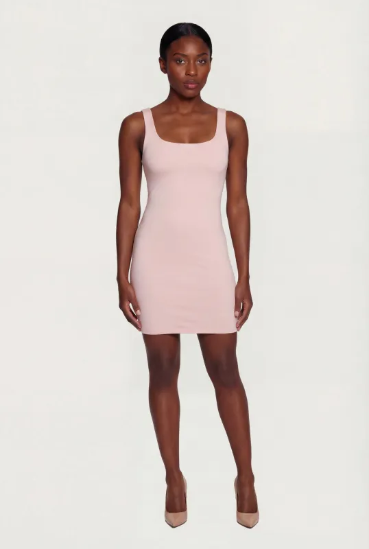 Double Layered Square Neck Mini Dress made by Ambiance