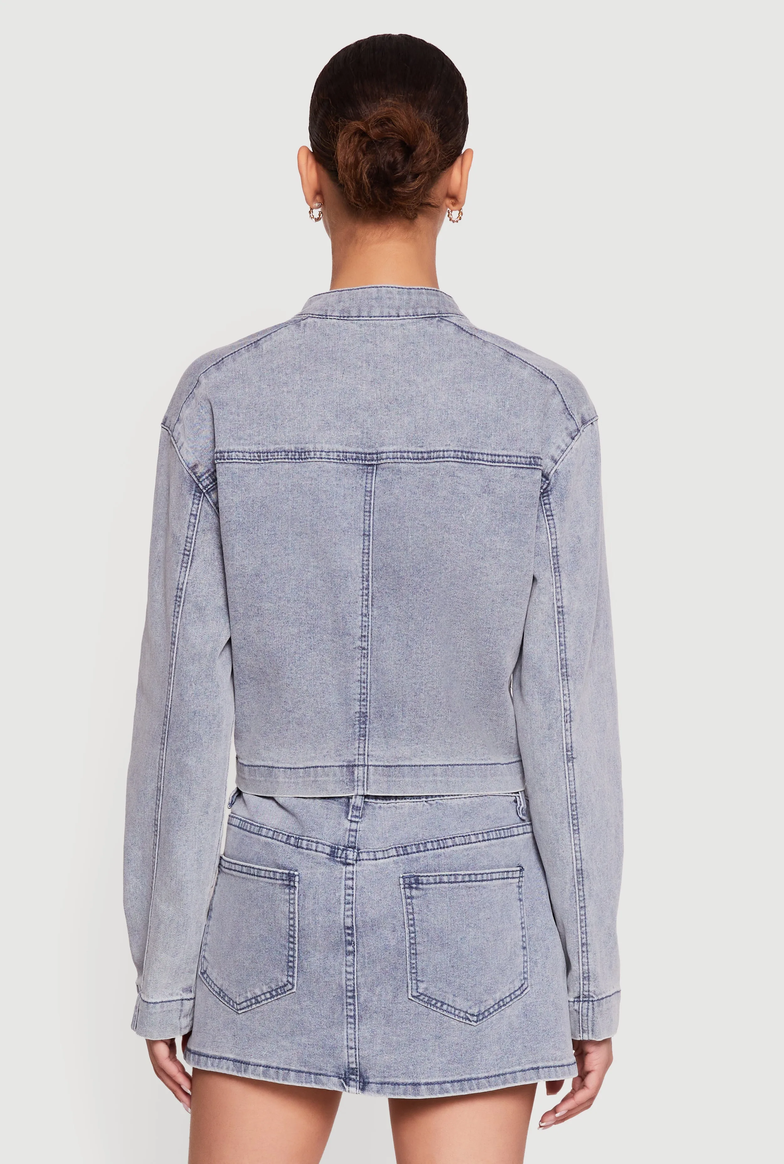 Almost Famous Acid Wash Denim Graphic Zip Front Jacket sold by Rainbow product image thumbnail 5