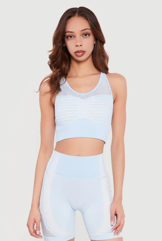 Color Blocked Seamless Racerback Sports Bra made by Rainbow