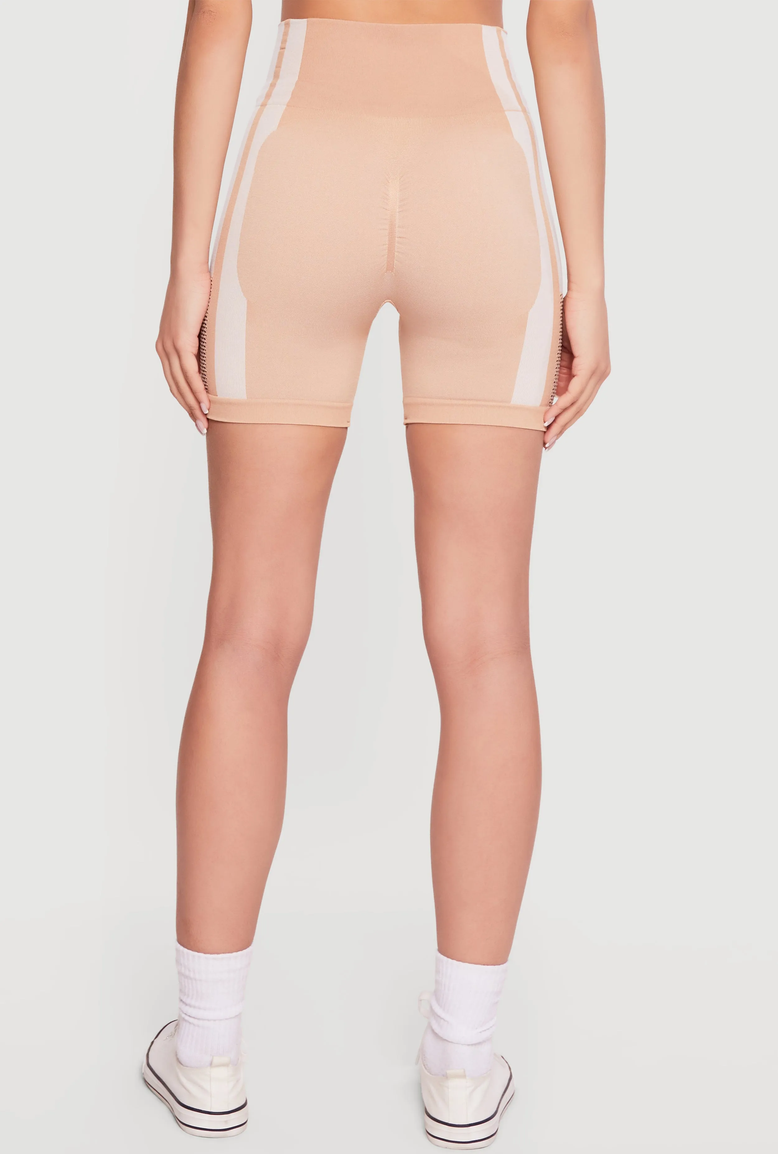 Seamless Color Blocked Laser Cut Biker Shorts sold by Rainbow product image thumbnail 5