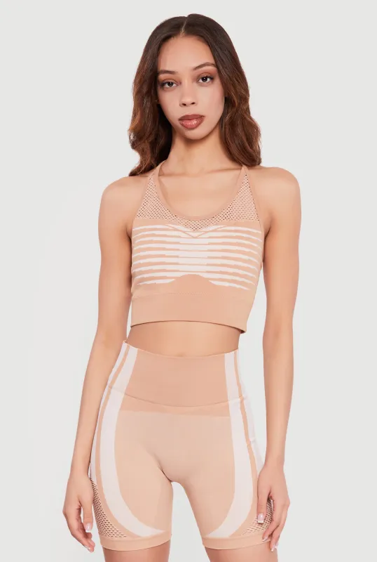 Color Blocked Seamless Racerback Sports Bra made by Rainbow