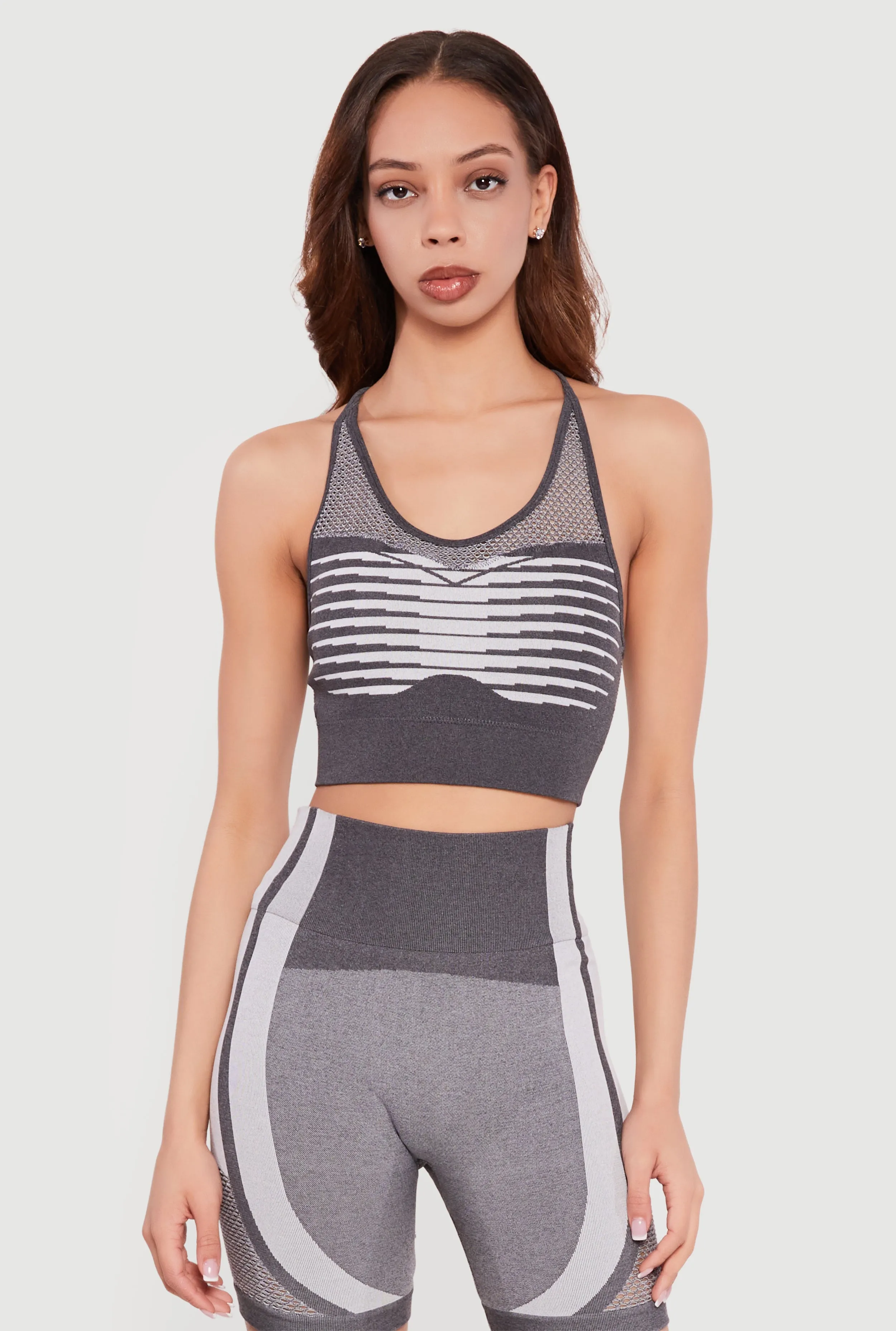 Color Blocked Seamless Racerback Sports Bra sold by Rainbow