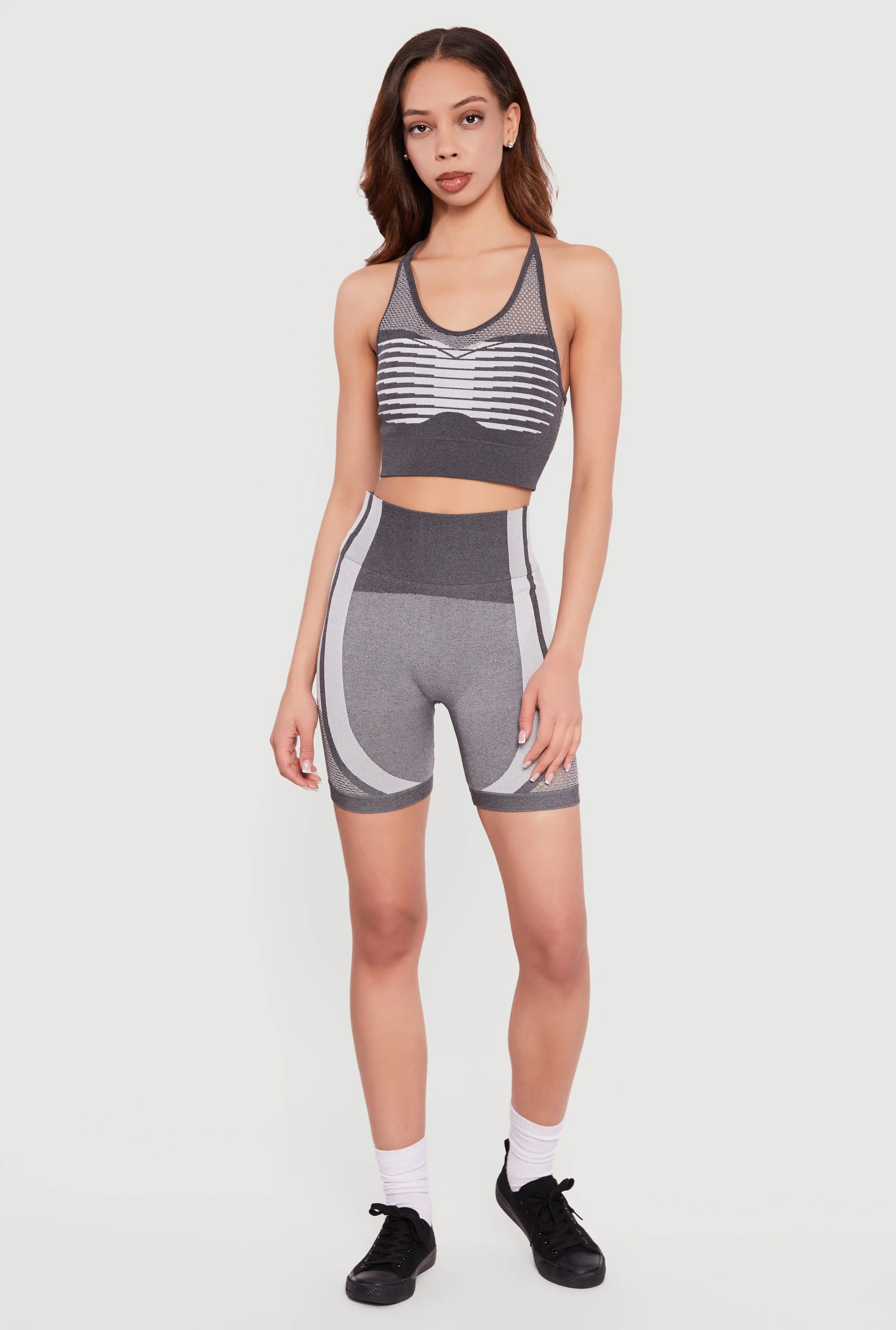 Color Blocked Seamless Racerback Sports Bra sold by Rainbow product image thumbnail 2