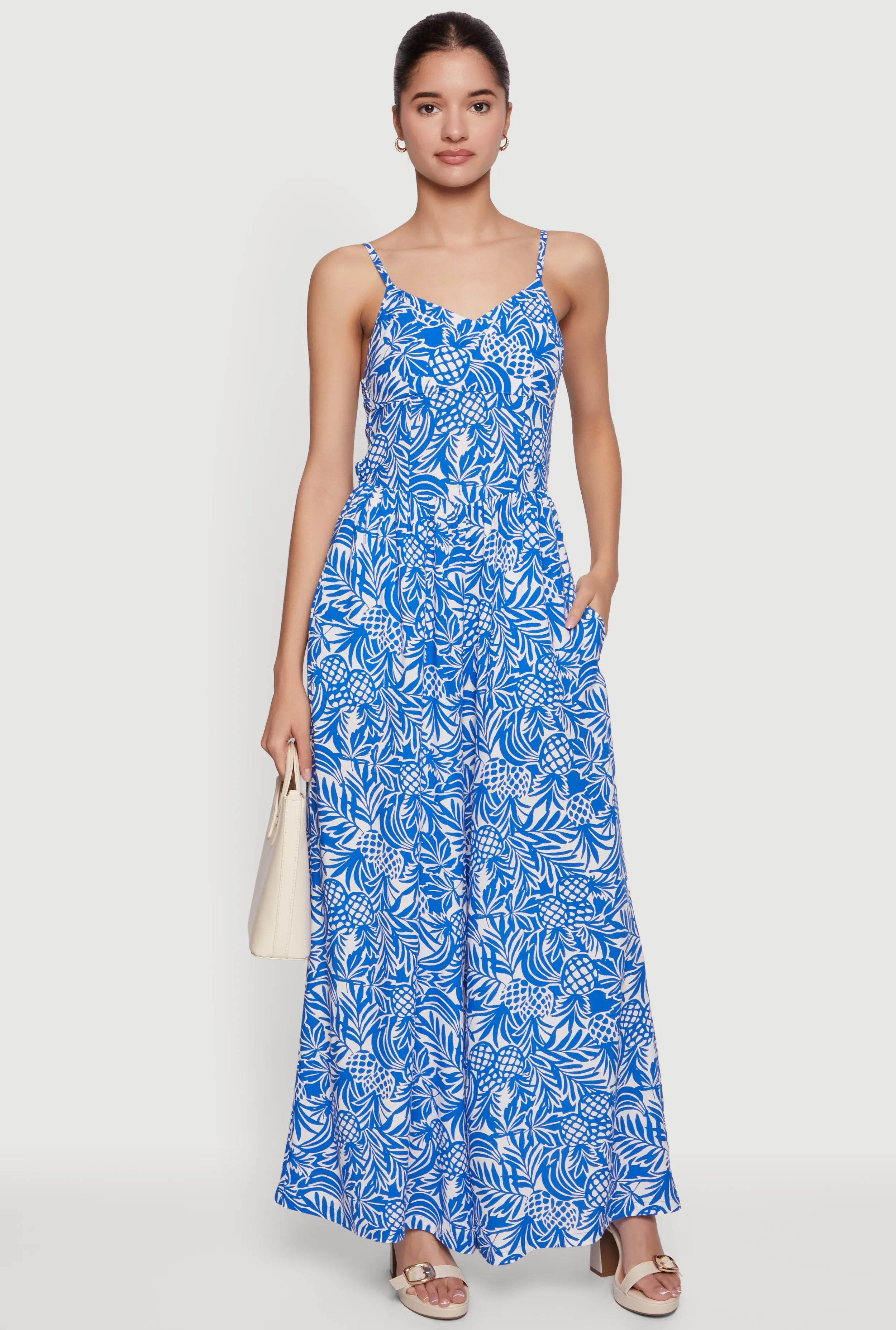 Tropical Print Wide Leg Cami Jumpsuit sold by Rainbow