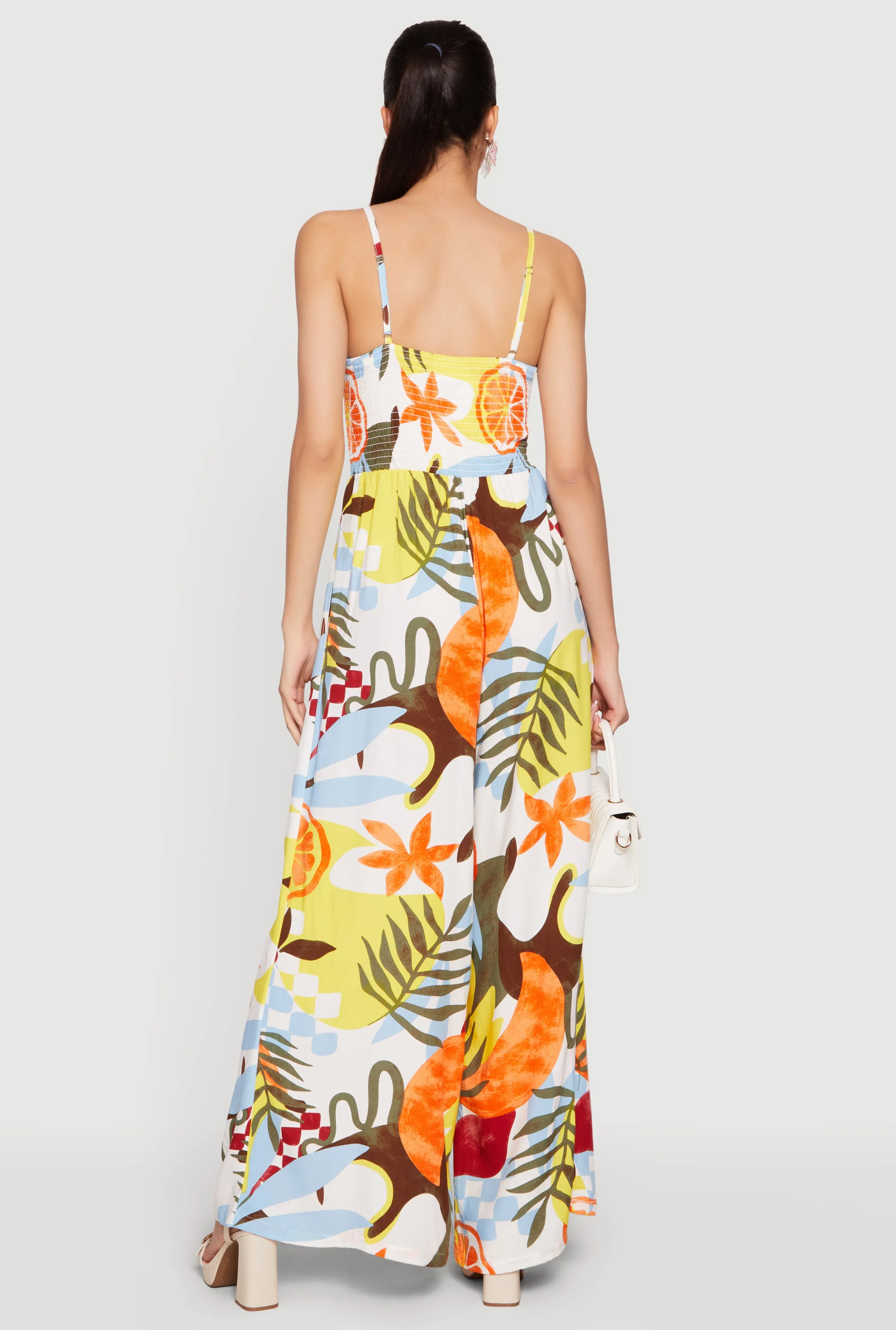 Abstract Tropical Print Wide Leg Cami Jumpsuit sold by Rainbow product image thumbnail 3