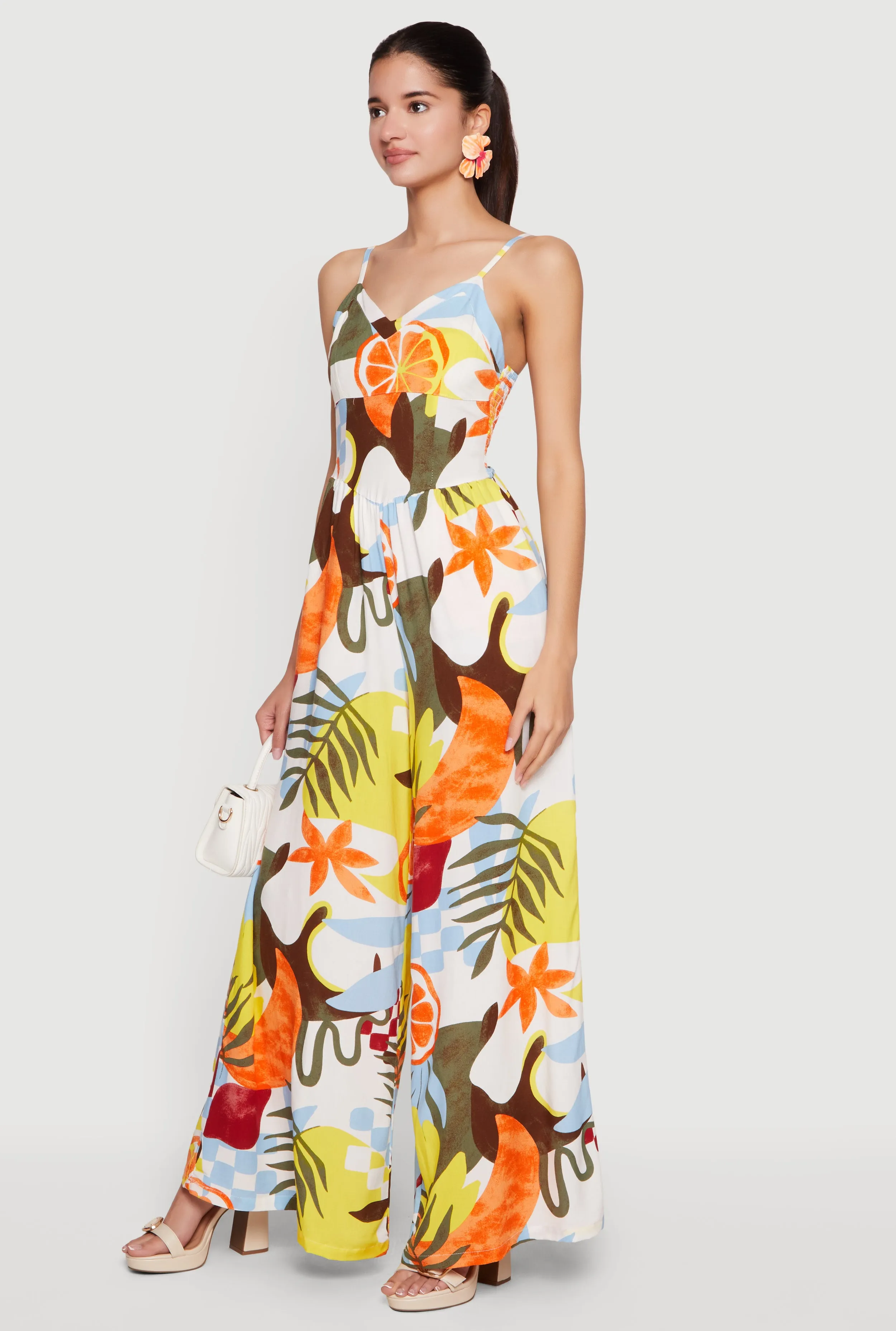 Abstract Tropical Print Wide Leg Cami Jumpsuit sold by Rainbow product image thumbnail 2